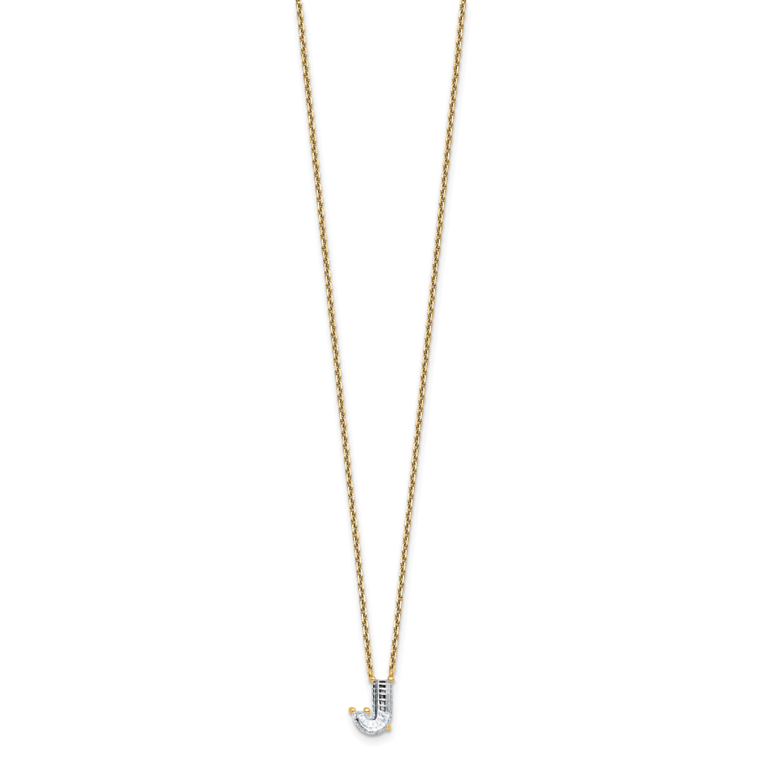 14k 1 1/4 carat Lab Grown Diamond VS+ F+ Complete Letter J Single Stone 18 inch Initial Necklace Secondary image