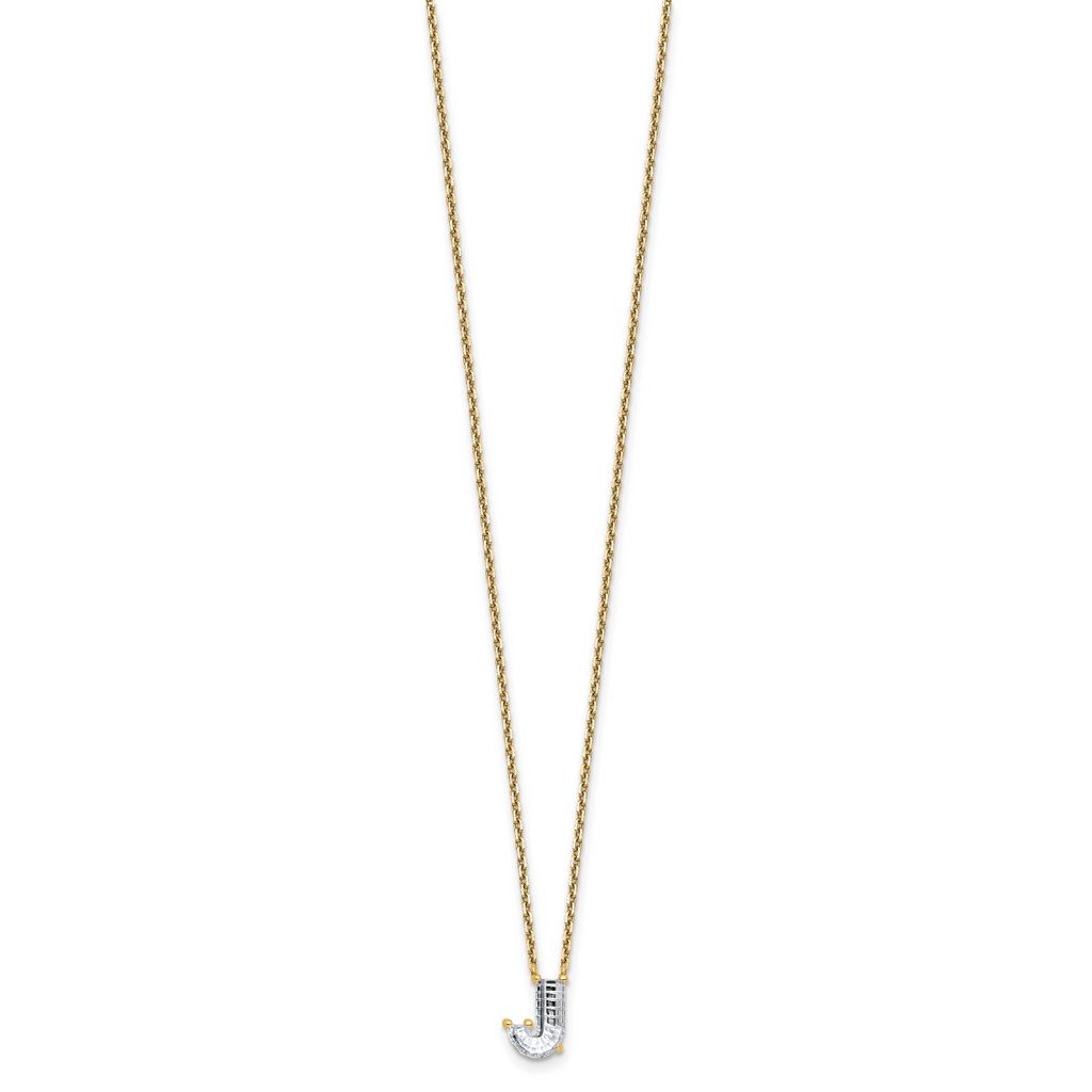 14k 1 1/4 carat Lab Grown Diamond VS+ F+ Complete Letter J Single Stone 18 inch Initial Necklace
