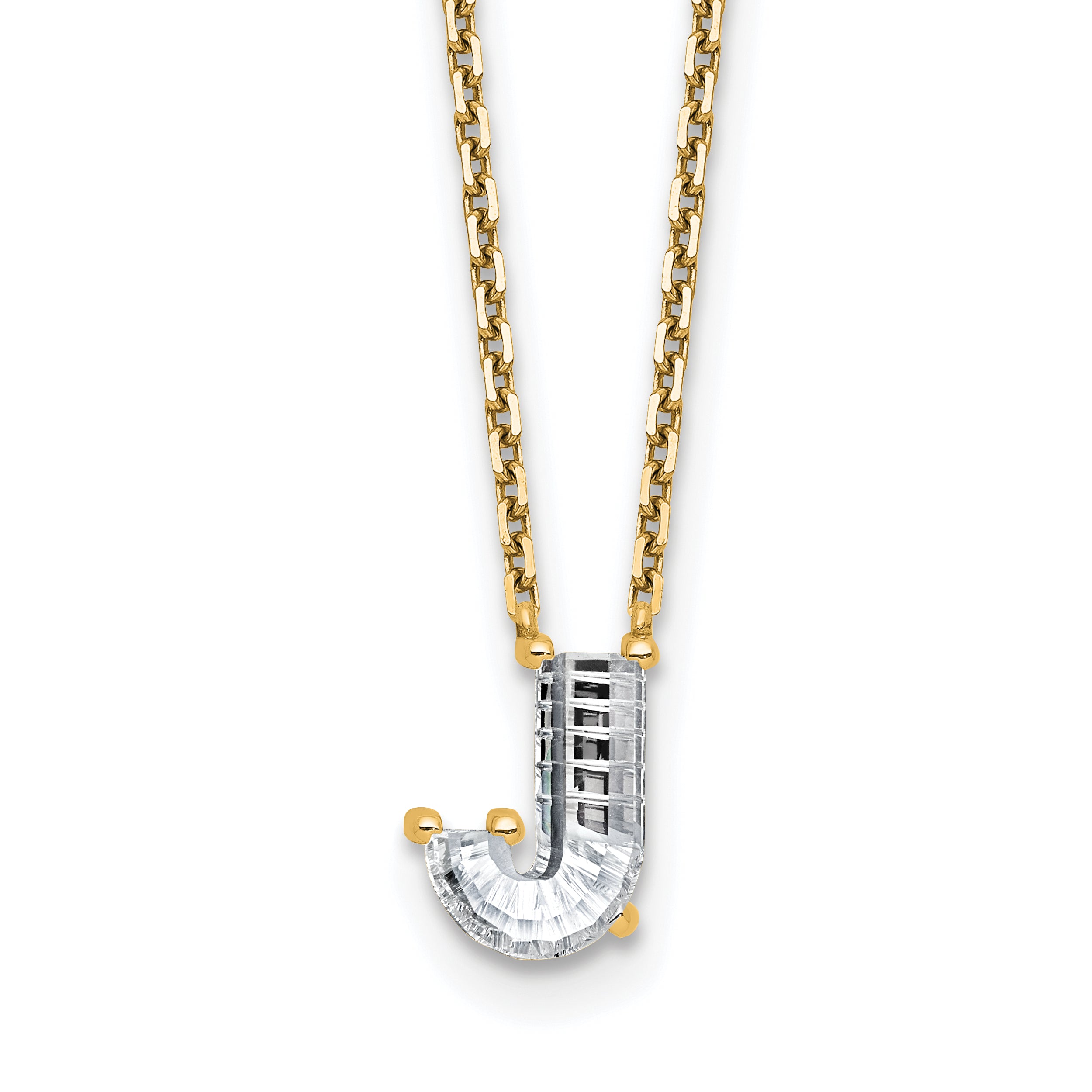 14k 1 1/4 carat Lab Grown Diamond VS+ F+ Complete Letter J Single Stone 18 inch Initial Necklace Main image