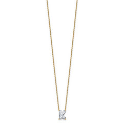 14k 2 carat Lab Grown Diamond VS+ F+ Complete Letter K Single Stone 18 inch Initial Necklace