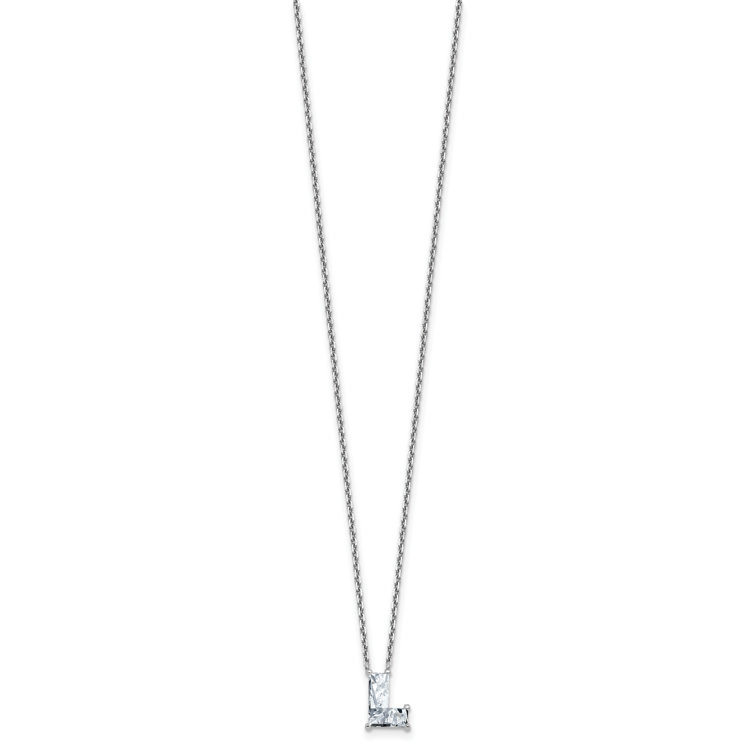 14k White Gold 1 5/8 carat Lab Grown Diamond VS+ F+ Complete Letter L Single Stone 18 inch Initial Necklace Secondary image