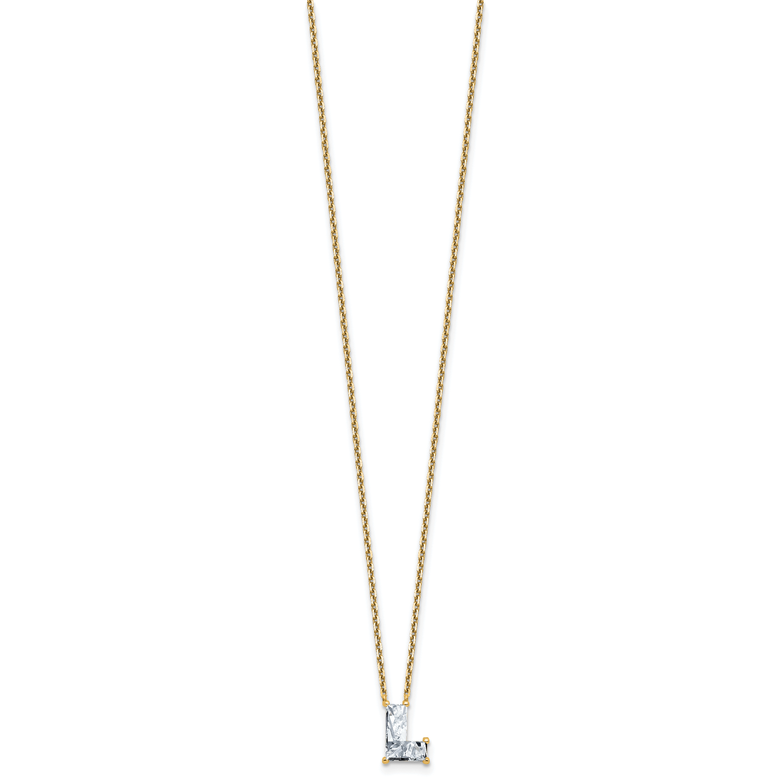 14k 1 5/8 carat Lab Grown Diamond VS+ F+ Complete Letter L Single Stone 18 inch Initial Necklace Secondary image