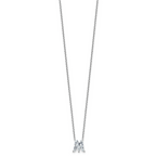14k White Gold 2 1/3 carat Lab Grown Diamond VS+ F+ Complete Letter M Single Stone 18 inch Initial Necklace