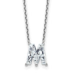 14k White Gold 2 1/3 carat Lab Grown Diamond VS+ F+ Complete Letter M Single Stone 18 inch Initial Necklace