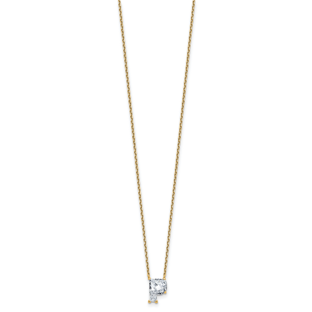 14k 2 carat Lab Grown Diamond VS+ F+ Complete Letter P Single Stone 18 inch Initial Necklace