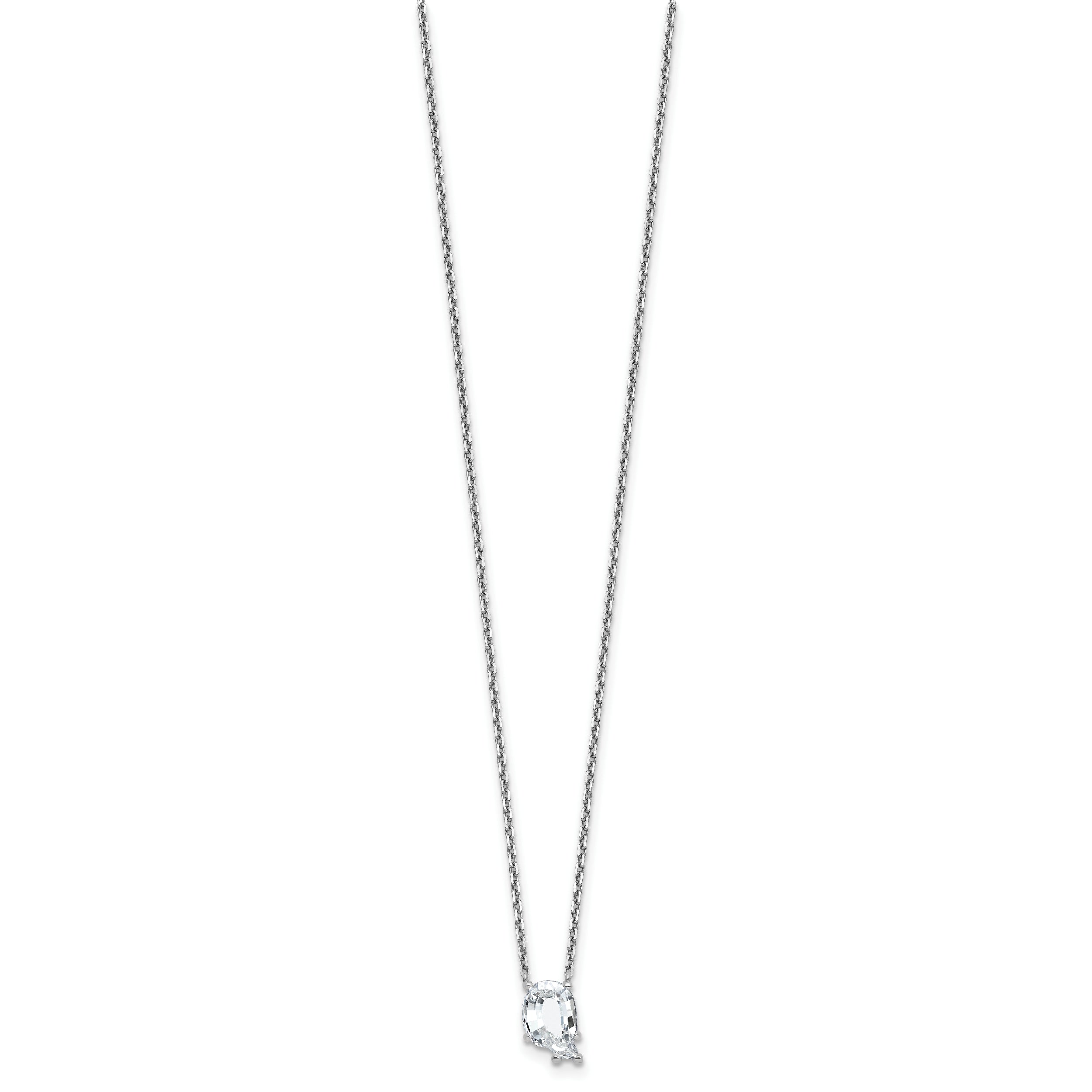 14k White Gold 2 1/4 carat Lab Grown Diamond VS+ F+ Complete Letter Q Single Stone 18 inch Initial Necklace
