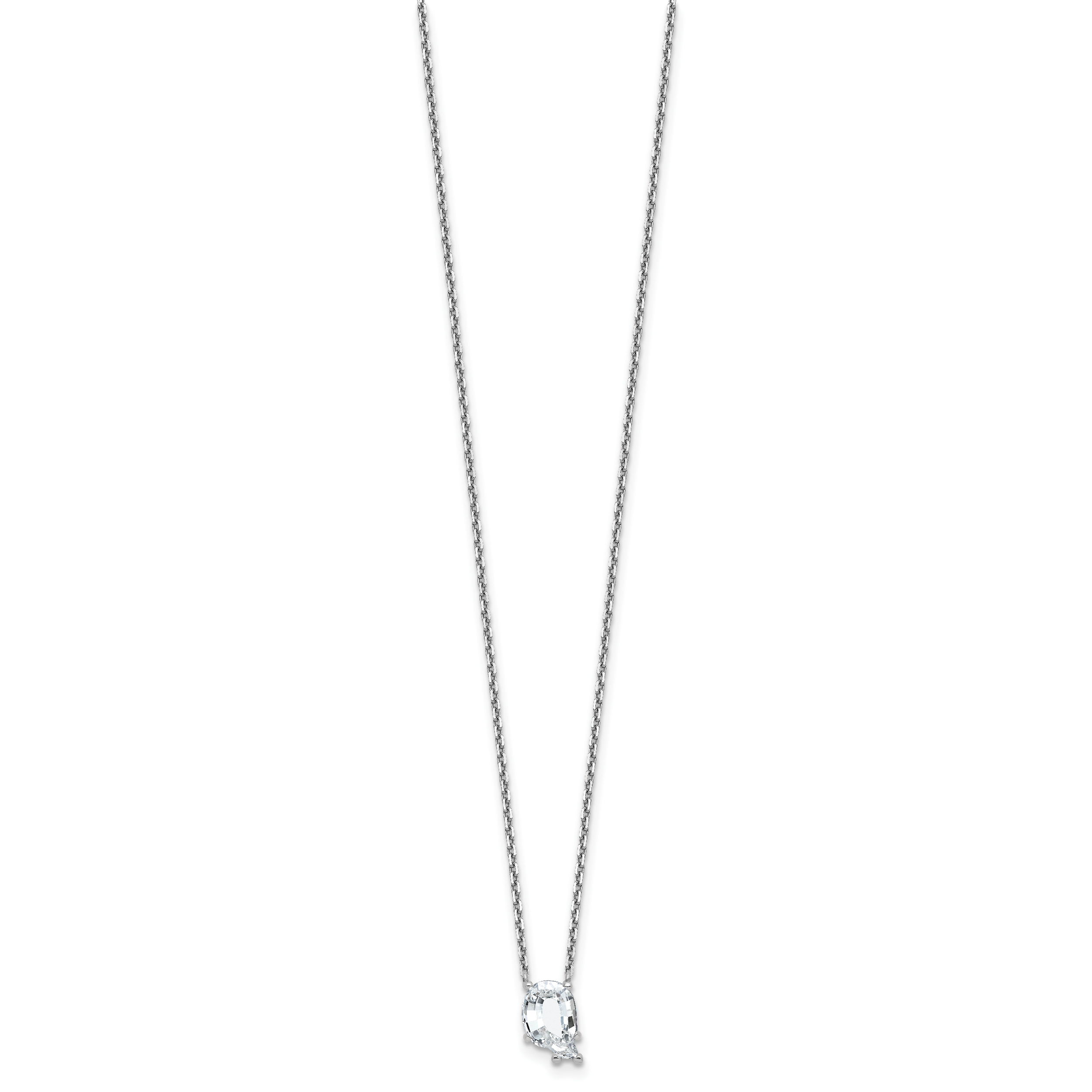 14k White Gold 2 1/4 carat Lab Grown Diamond VS+ F+ Complete Letter Q Single Stone 18 inch Initial Necklace Secondary image