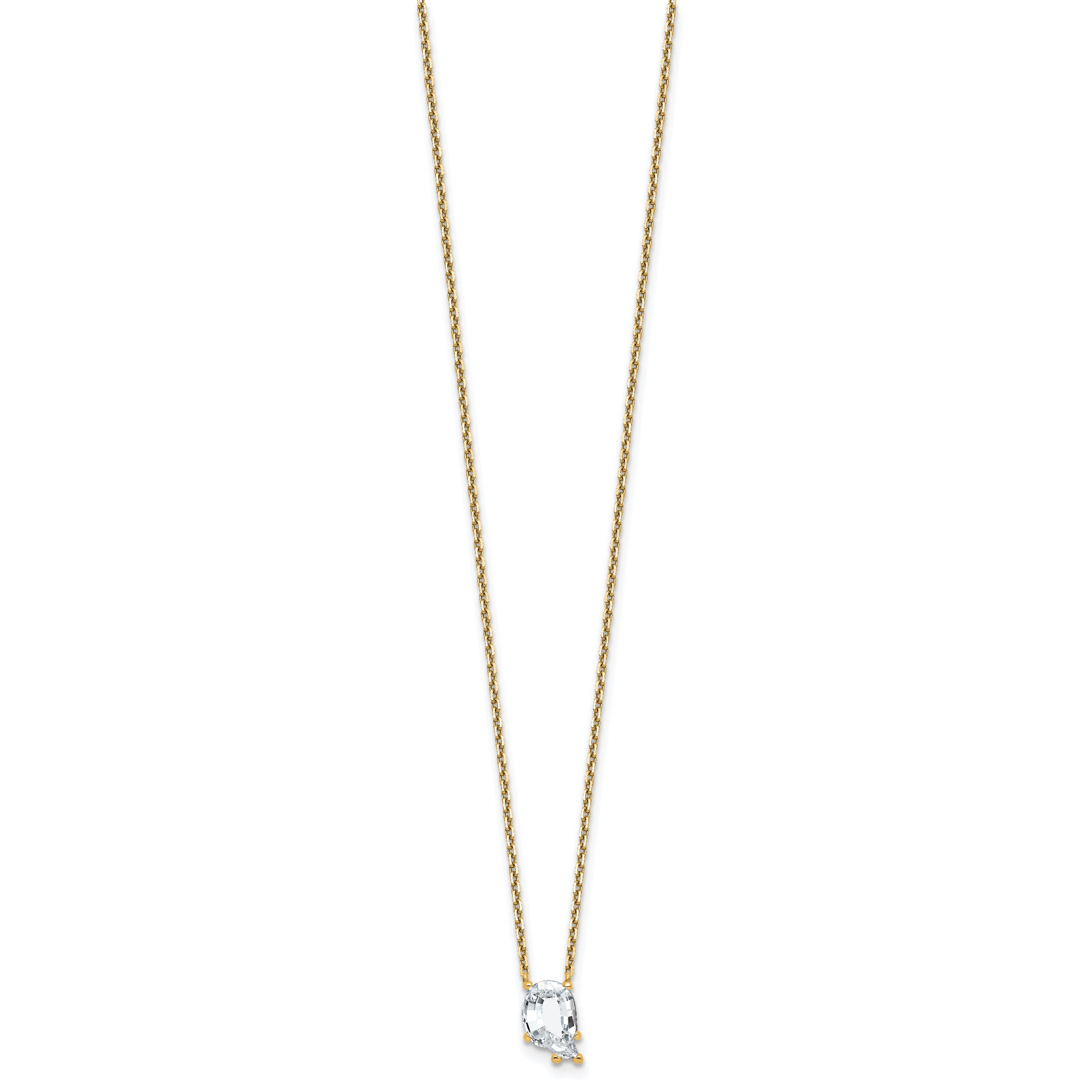 14k 2 1/4 carat Lab Grown Diamond VS+ F+ Complete Letter Q Single Stone 18 inch Initial Necklace