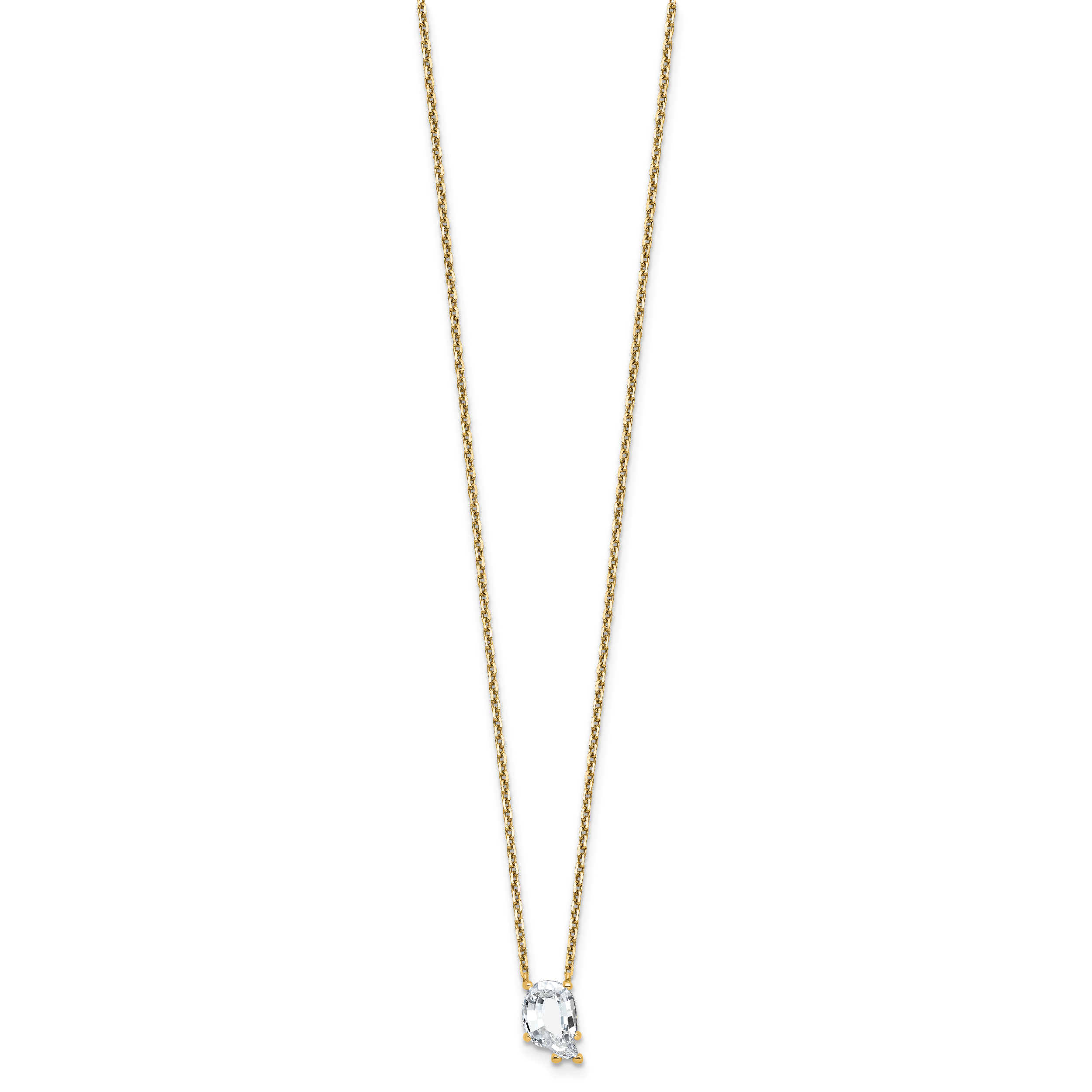 14k 2 1/4 carat Lab Grown Diamond VS+ F+ Complete Letter Q Single Stone 18 inch Initial Necklace