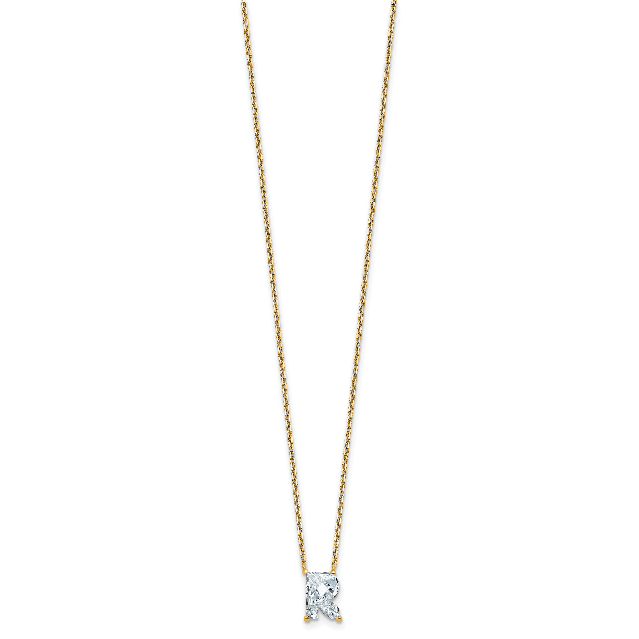 14k 2 1/3 carat Lab Grown Diamond VS+ F+ Complete Letter R Single Stone 18 inch Initial Necklace Secondary image