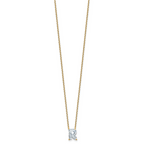 14k 2 1/3 carat Lab Grown Diamond VS+ F+ Complete Letter R Single Stone 18 inch Initial Necklace