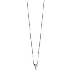 14k White Gold 1 5/8 carat Lab Grown Diamond VS+ F+ Complete Letter T Single Stone 18 inch Initial Necklace