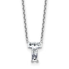14k White Gold 1 5/8 carat Lab Grown Diamond VS+ F+ Complete Letter T Single Stone 18 inch Initial Necklace