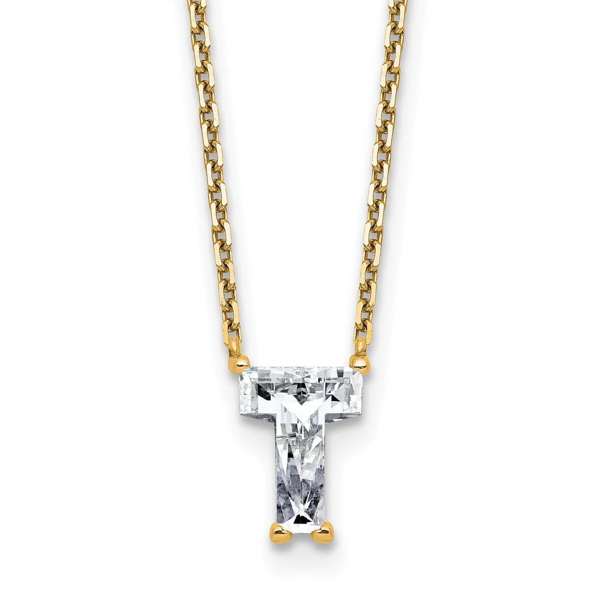 Letter T Lab-Grown Diamond Initial Necklace in 14K Yellow Gold (1 5/8 ct. tw.), 18 Inch - Sophia Jewelers Main image