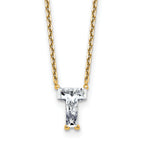 14k 1 5/8 carat Lab Grown Diamond VS+ F+ Complete Letter T Single Stone 18 inch Initial Necklace