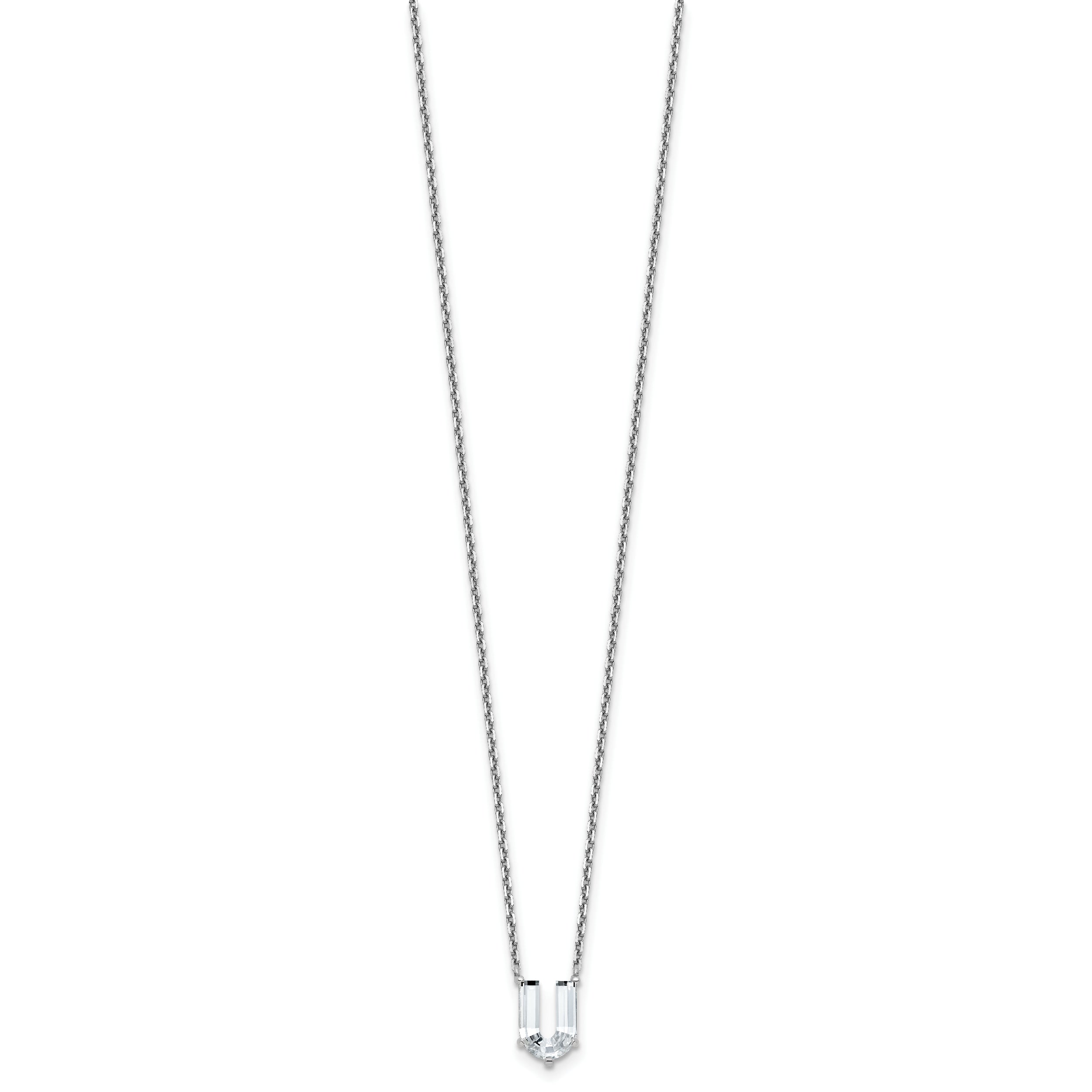 14k White Gold 2 1/3 carat Lab Grown Diamond VS+ F+ Complete Letter U Single Stone 18 inch Initial Necklace