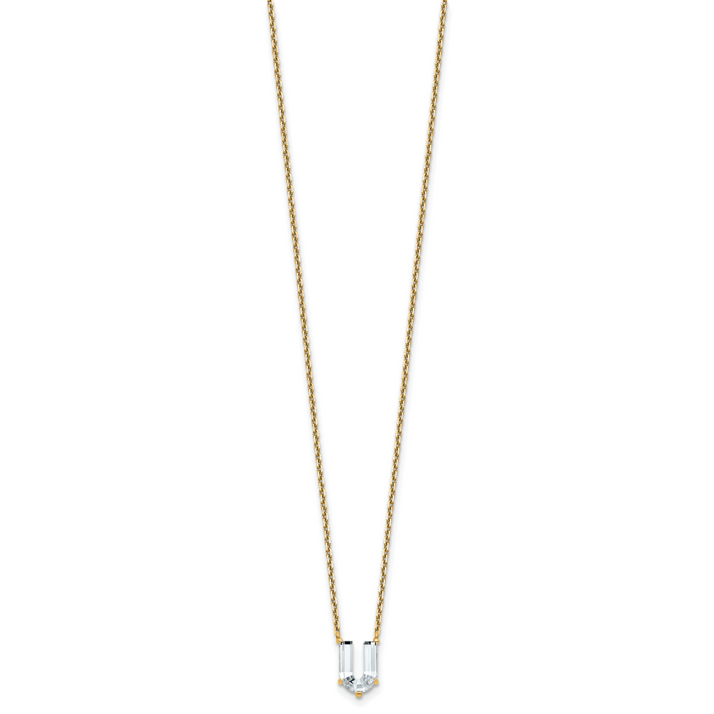 14k 2 1/3 carat Lab Grown Diamond VS+ F+ Complete Letter U Single Stone 18 inch Initial Necklace