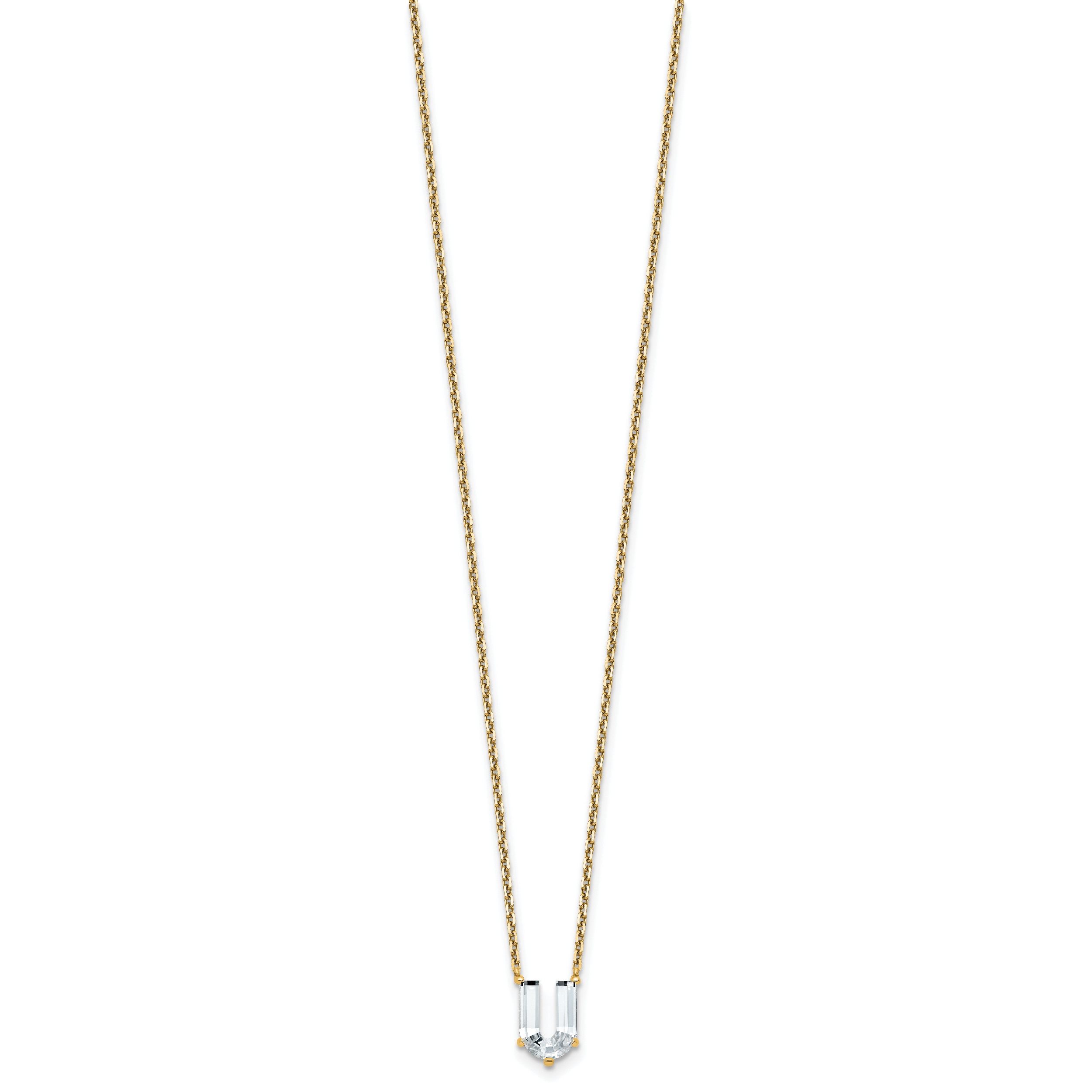 14k 2 1/3 carat Lab Grown Diamond VS+ F+ Complete Letter U Single Stone 18 inch Initial Necklace