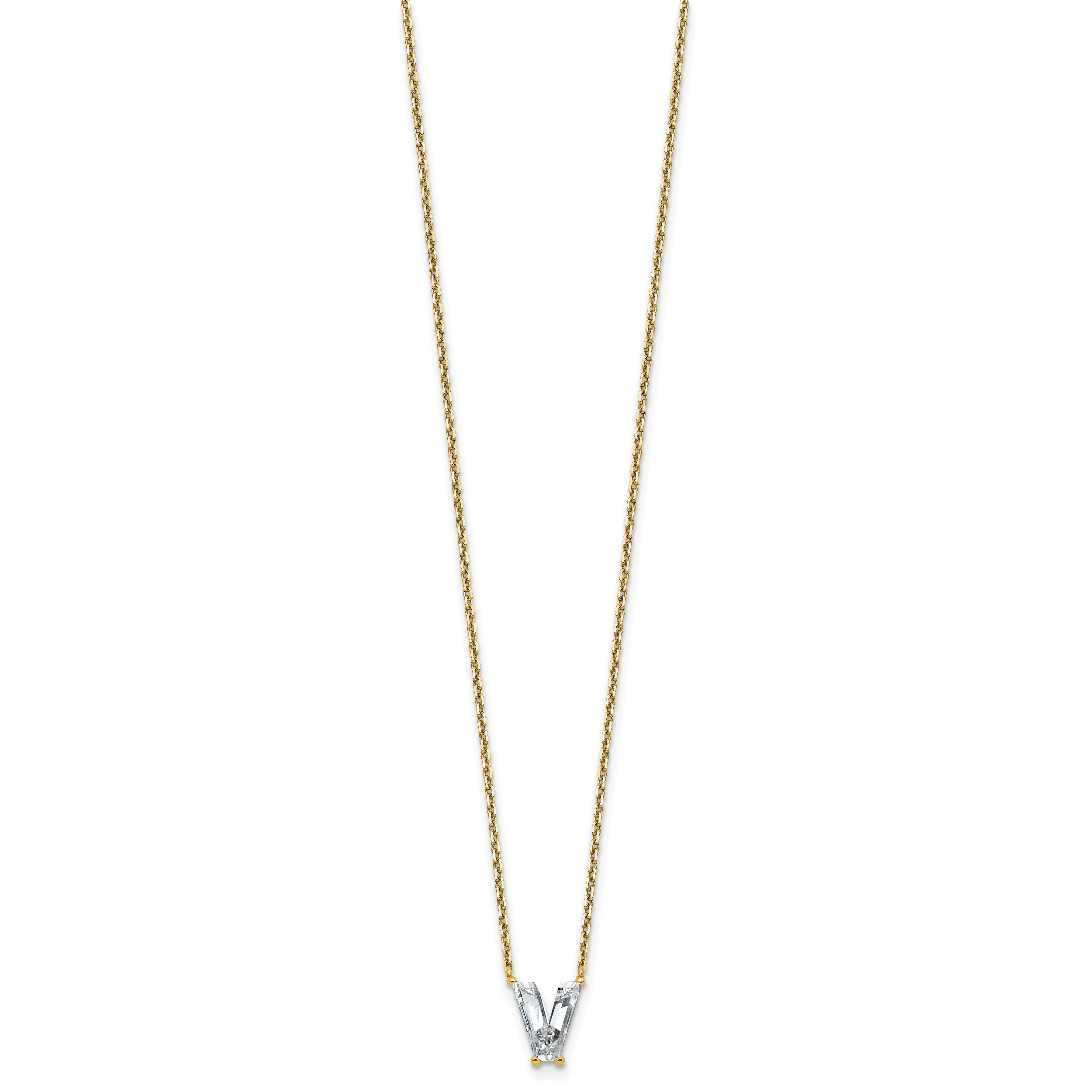 14k 1 3/4 carat Lab Grown Diamond VS+ F+ Complete Letter V Single Stone 18 inch Initial Necklace Secondary image