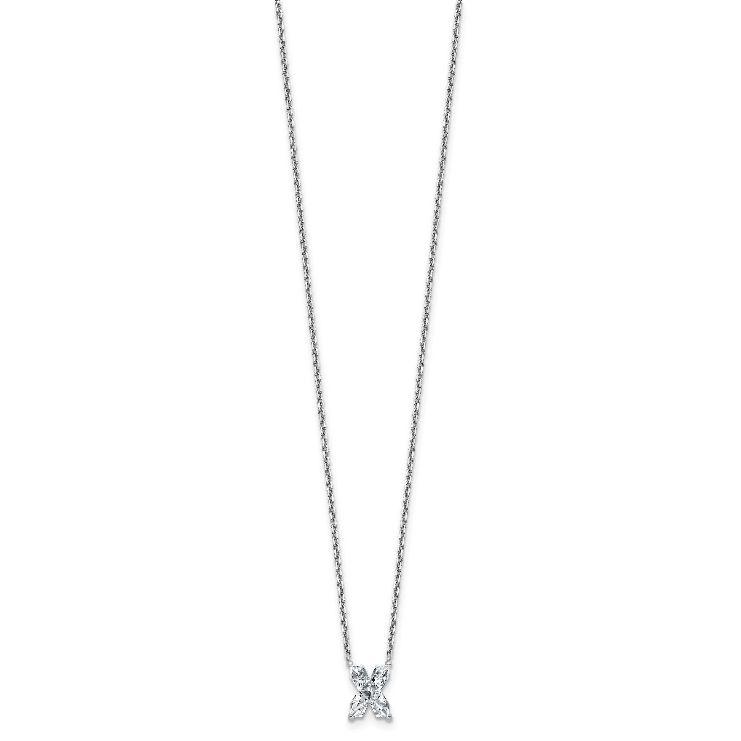 14k White Gold 2 carat Lab Grown Diamond VS+ F+ Complete Letter X Single Stone 18 inch Initial Necklace Secondary image