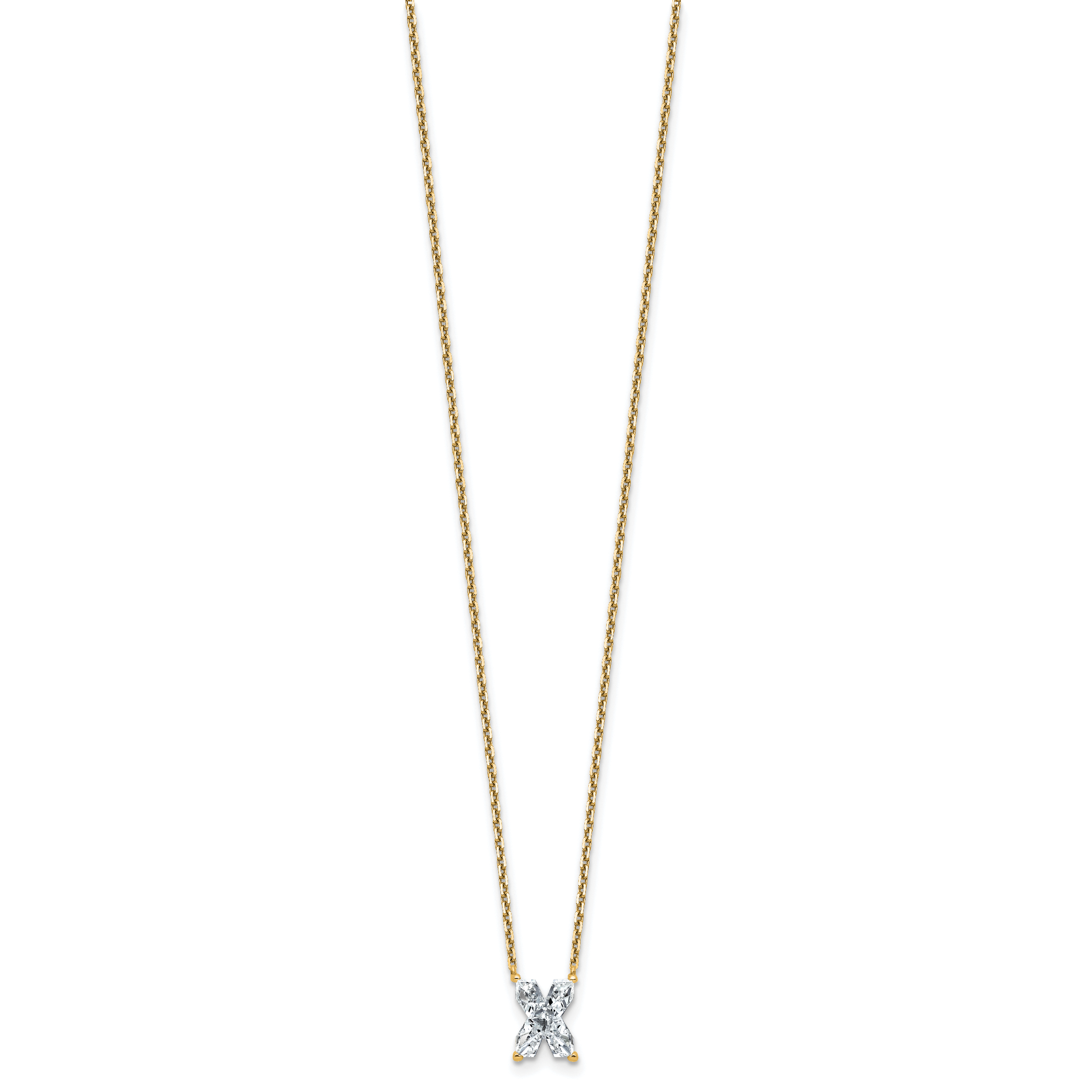 14k 2 carat Lab Grown Diamond VS+ F+ Complete Letter X Single Stone 18 inch Initial Necklace Secondary image