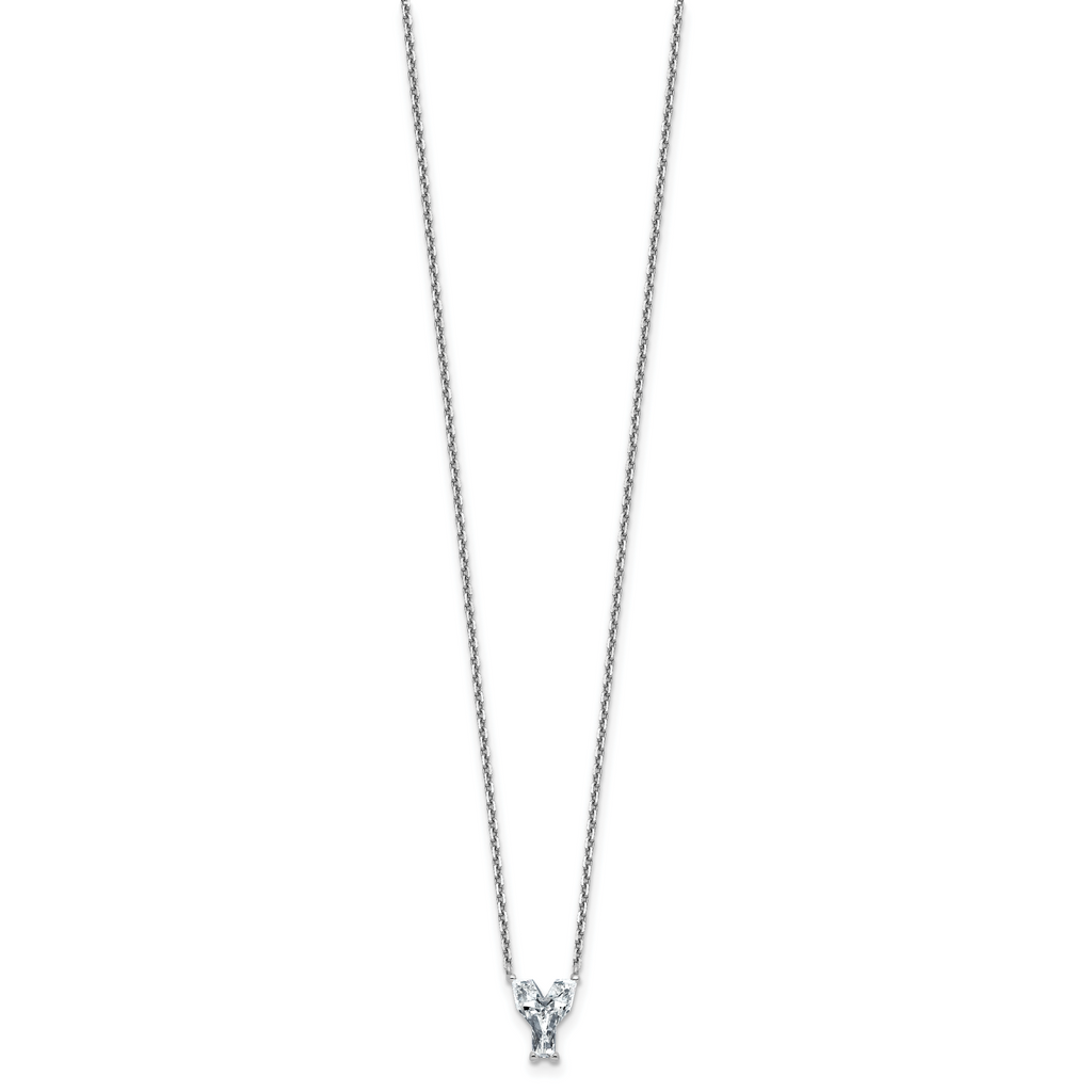 14k White Gold 1 3/4 carat Lab Grown Diamond VS+ F+ Complete Letter Y Single Stone 18 inch Initial Necklace