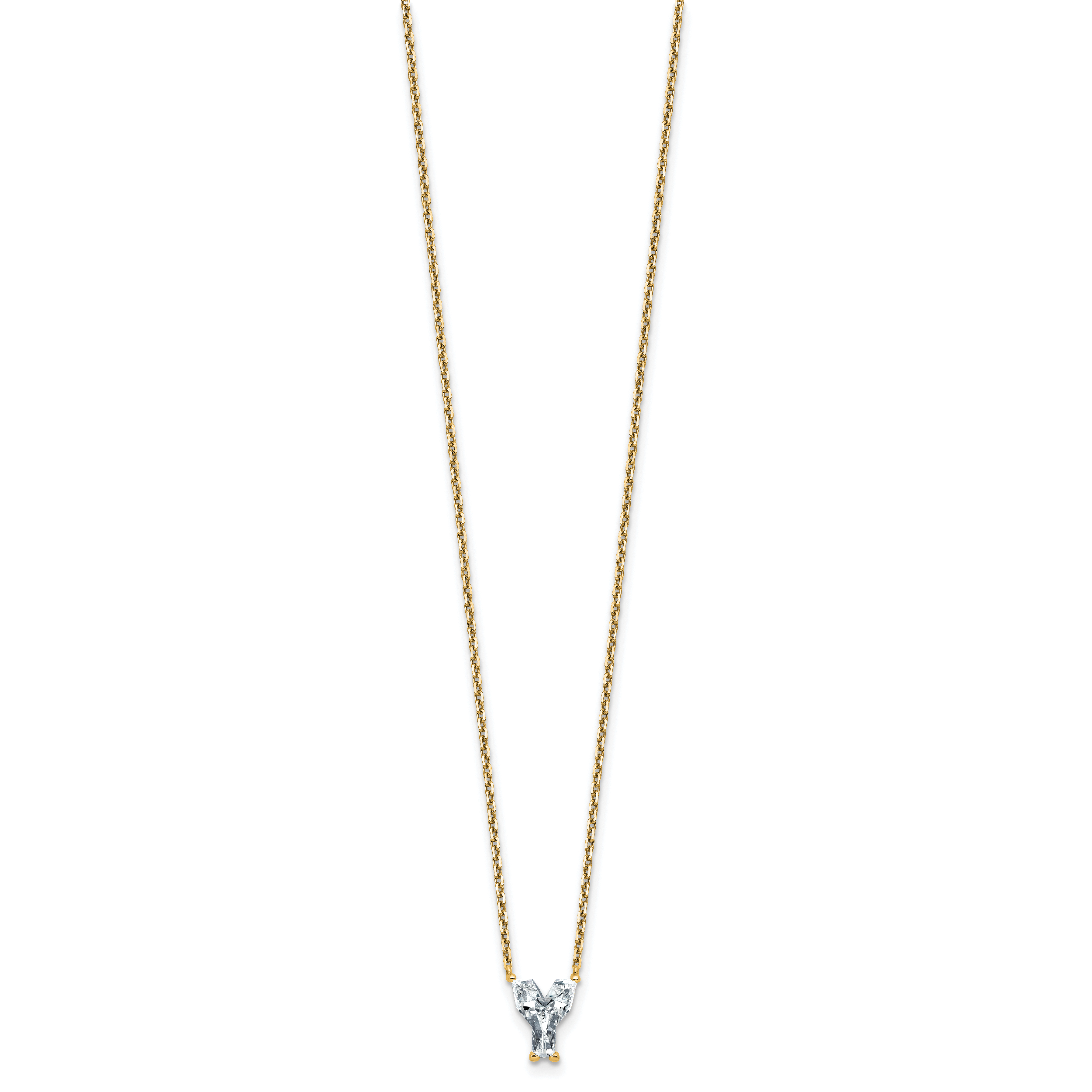 14k 1 3/4 carat Lab Grown Diamond VS+ F+ Complete Letter Y Single Stone 18 inch Initial Necklace Secondary image