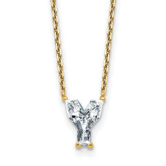 14k 1 3/4 carat Lab Grown Diamond VS+ F+ Complete Letter Y Single Stone 18 inch Initial Necklace