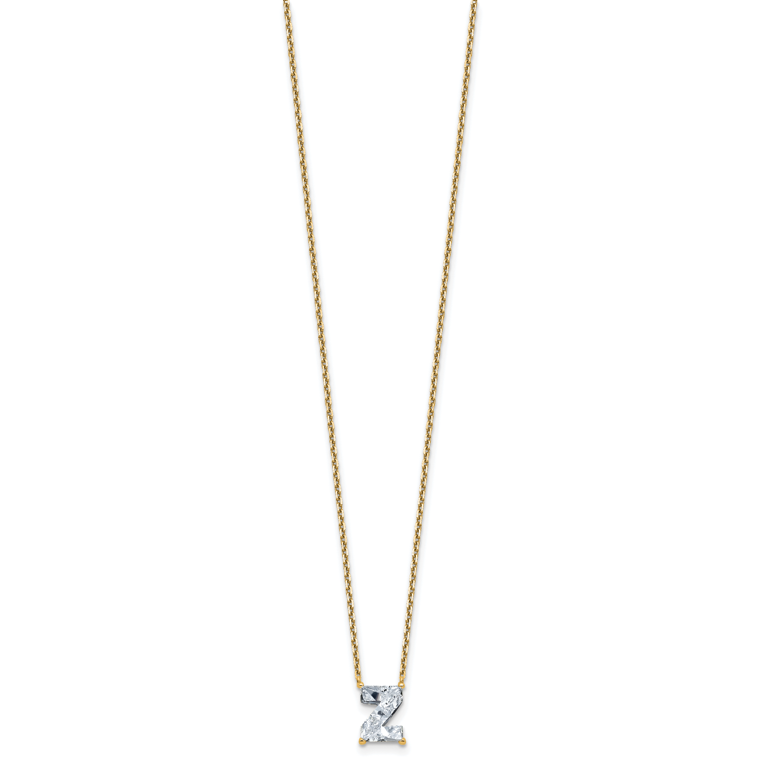 14k 1 7/8 carat Lab Grown Diamond VS+ F+ Complete Letter Z Single Stone 18 inch Initial Necklace Secondary image