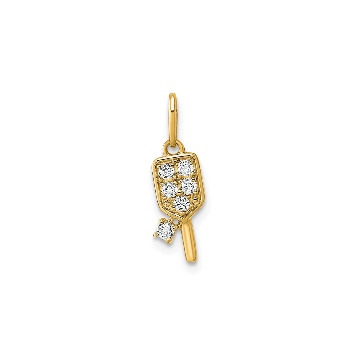 Diamond Pickle Ball Paddle Pendant in 14K Yellow Gold (0.14 ct. tw.) - Sophia Jewelers Main image