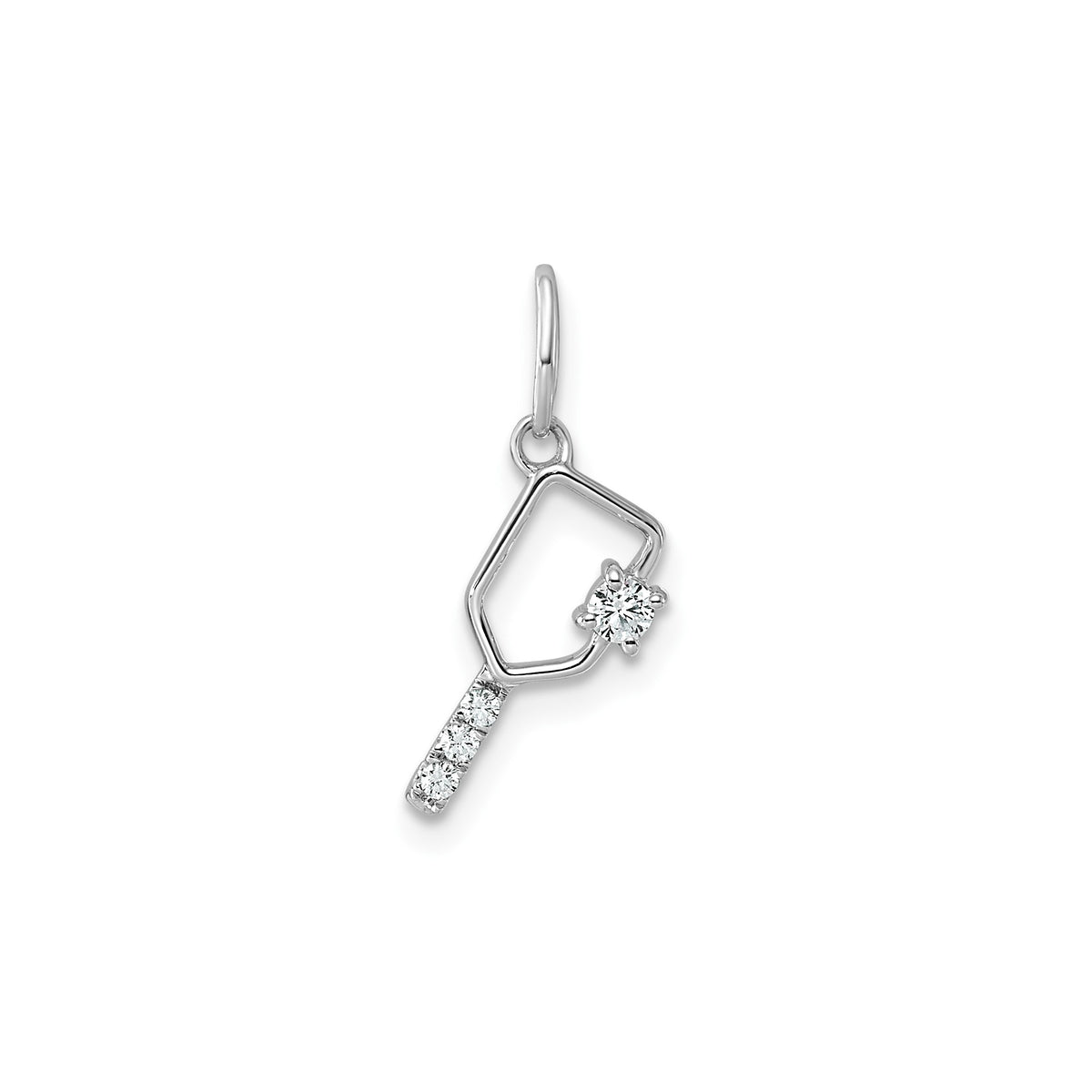 Diamond Pickle Ball Paddle Pendant in 14K White Gold (0.07 ct. tw.) - Sophia Jewelers Main image