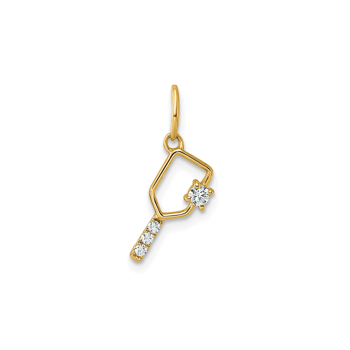 Diamond Pickle Ball Paddle Pendant in 14K Yellow Gold (0.07 ct. tw.) - Sophia Jewelers Main image
