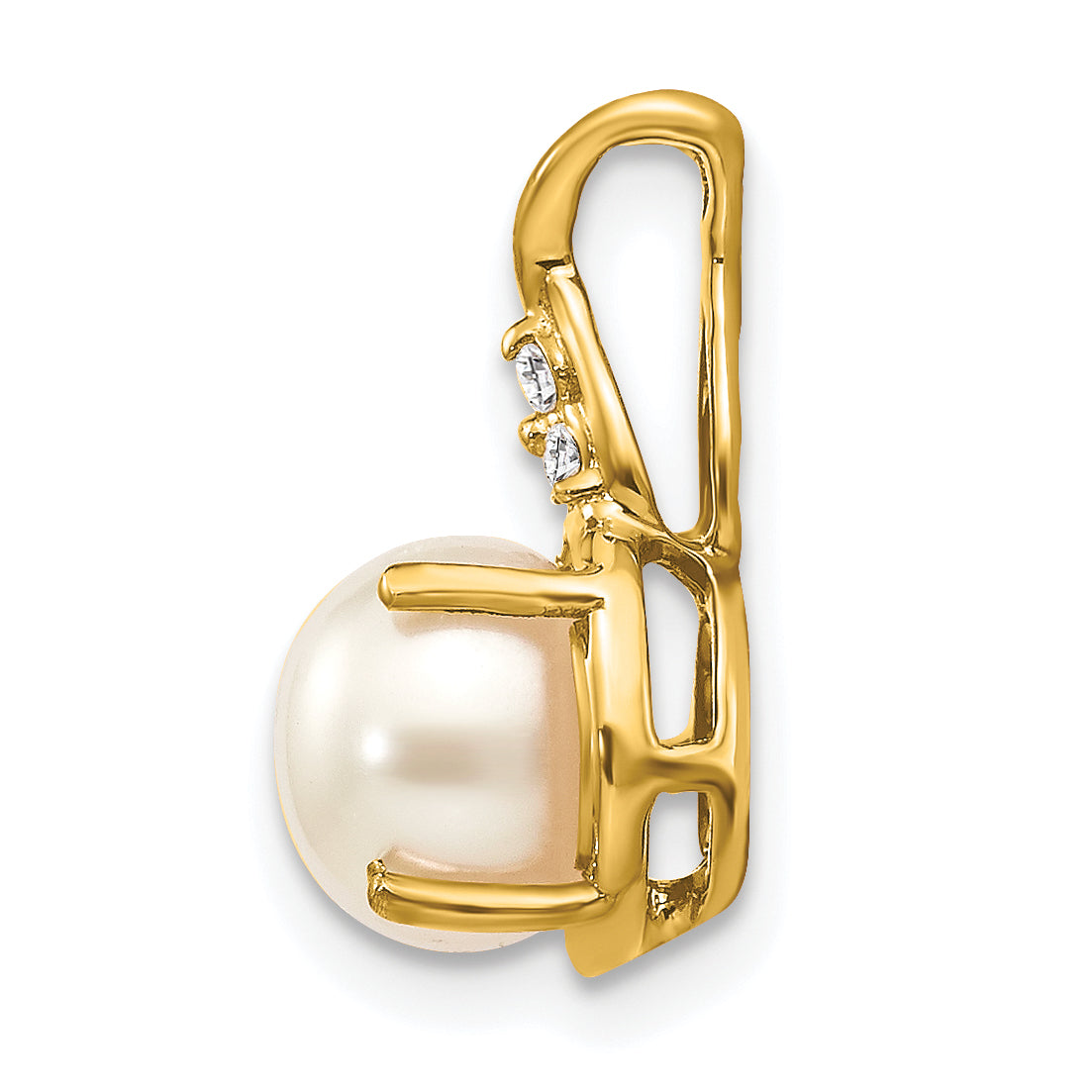 10k FWC Pearl and Diamond Pendant Secondary image