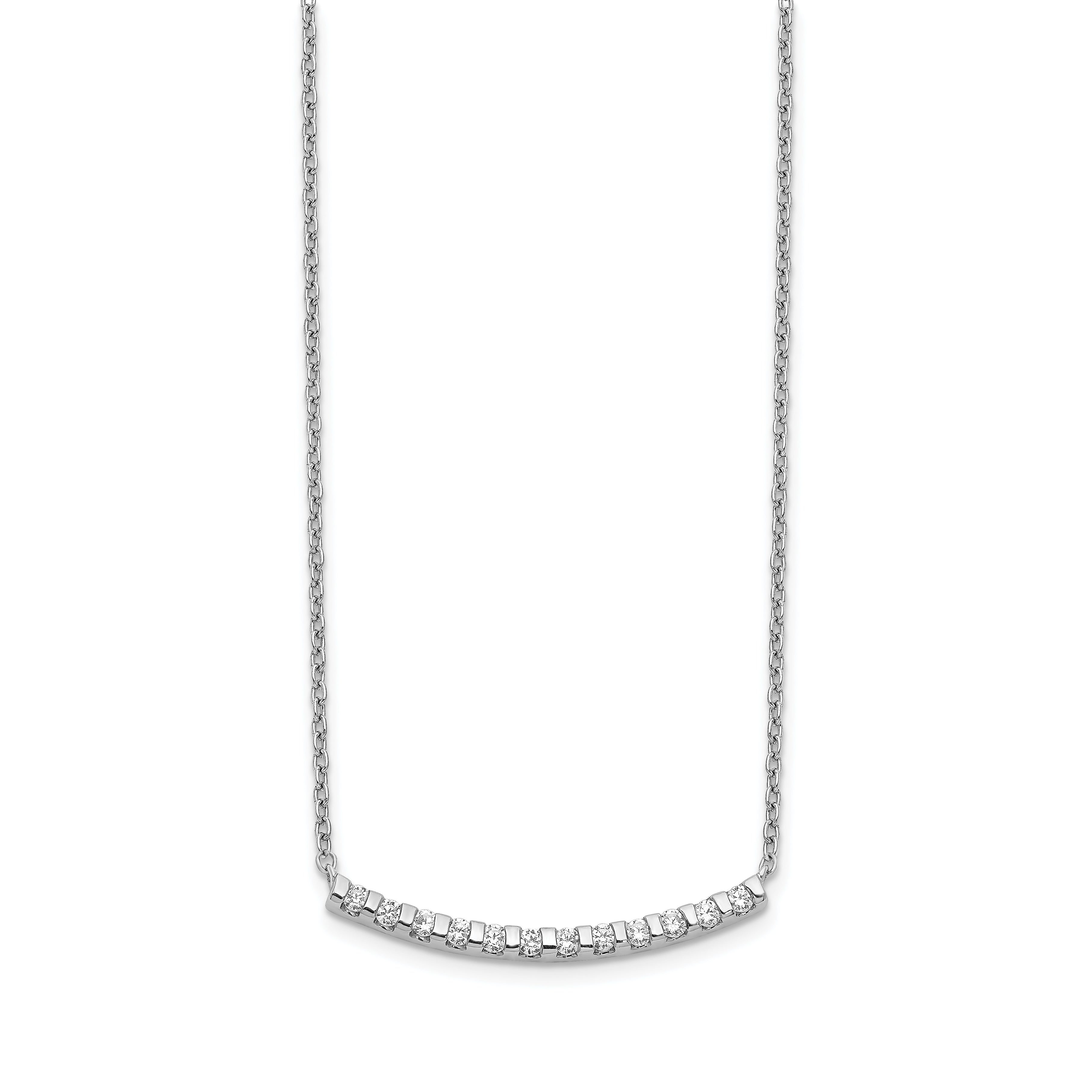 14k White Gold 1/4 carat Lab Grown Diamond VS/SI+ G+ Complete 18 inch Curved Bar Necklace