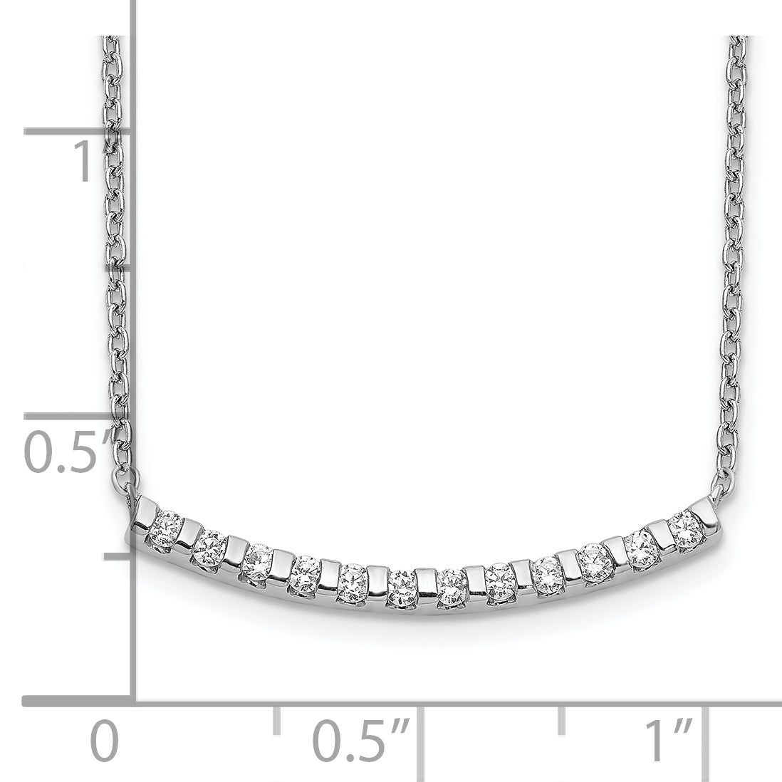 14k White Gold 1/4 carat Lab Grown Diamond VS/SI+ G+ Complete 18 inch Curved Bar Necklace