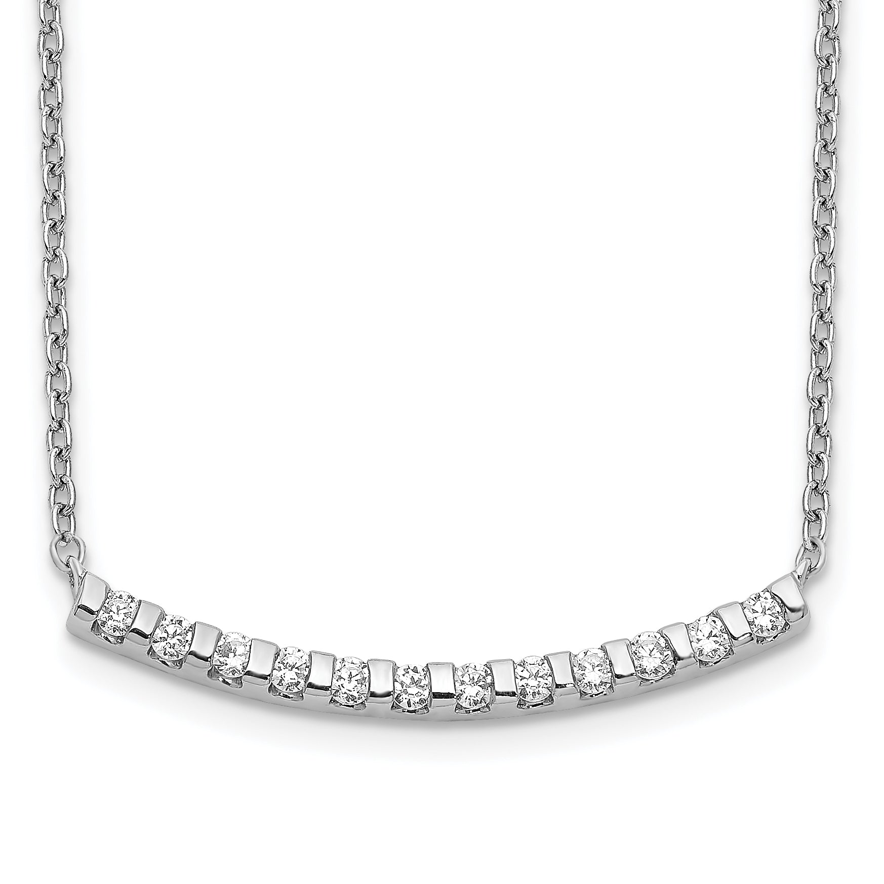 14k White Gold 1/4 carat Lab Grown Diamond VS/SI+ G+ Complete 18 inch Curved Bar Necklace Main image