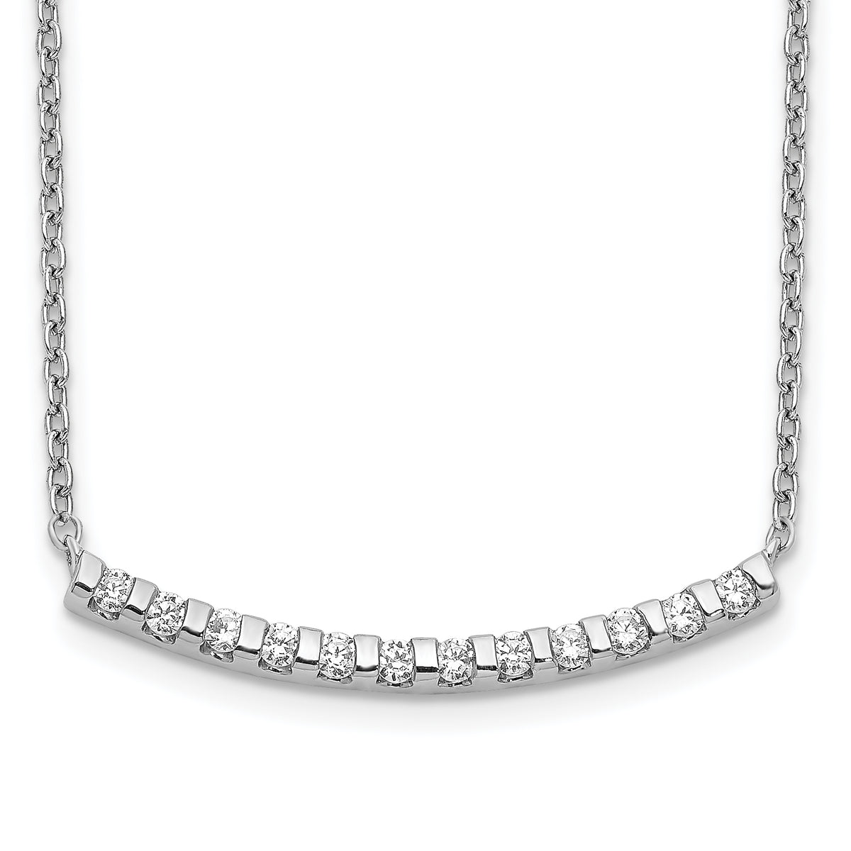 14k White Gold 1/4 carat Lab Grown Diamond VS/SI+ G+ Complete 18 inch Curved Bar Necklace