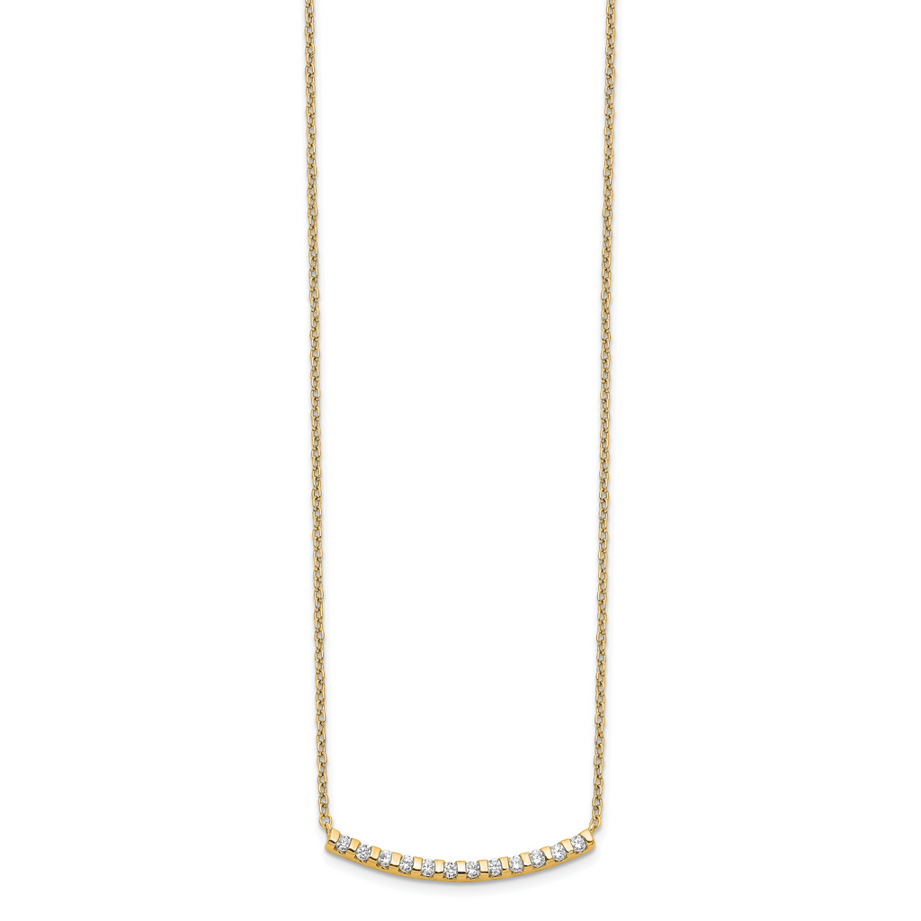 14k 1/4 carat Lab Grown Diamond VS/SI+ G+ Complete 18 inch Curved Bar Necklace