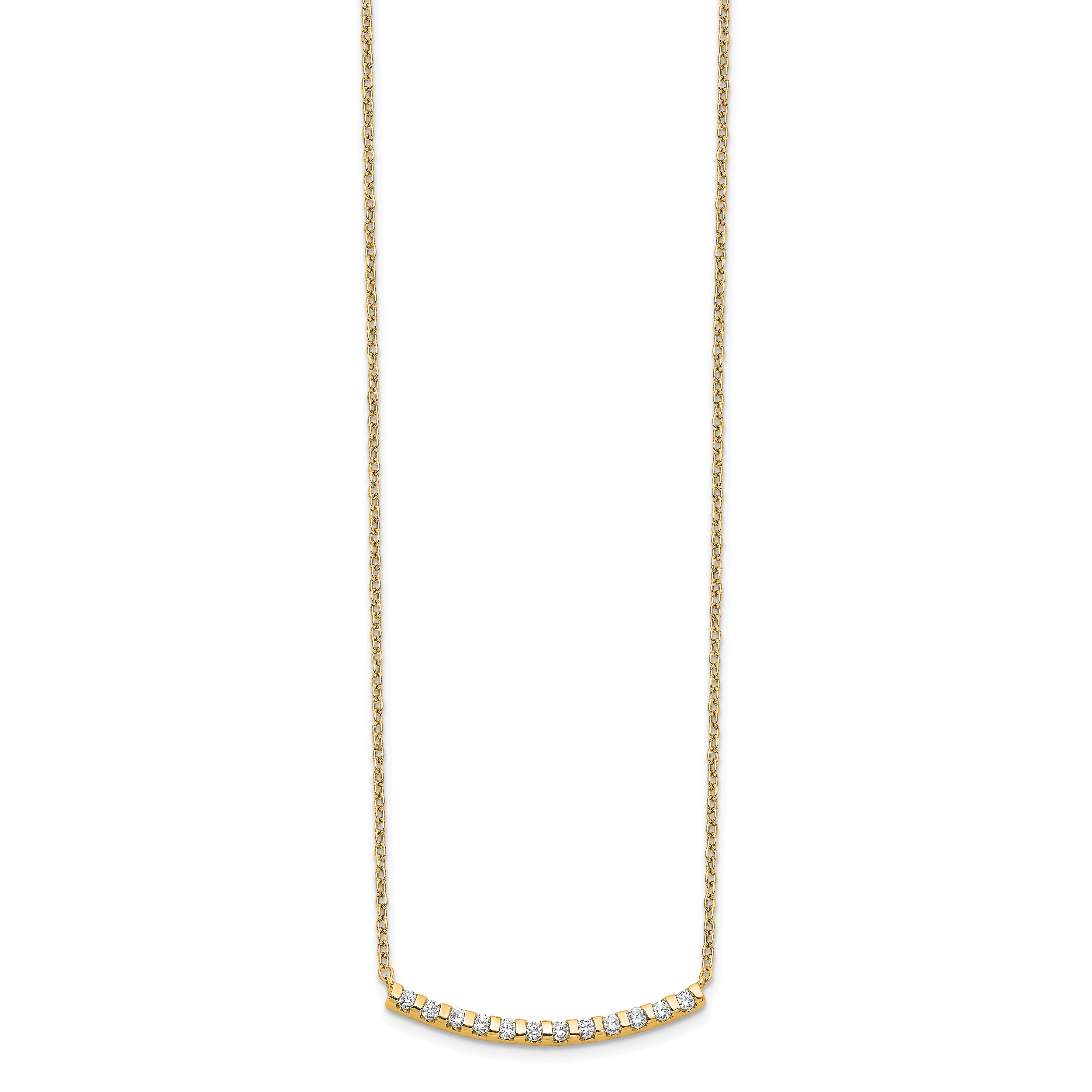 14k 1/4 carat Lab Grown Diamond VS/SI+ G+ Complete 18 inch Curved Bar Necklace