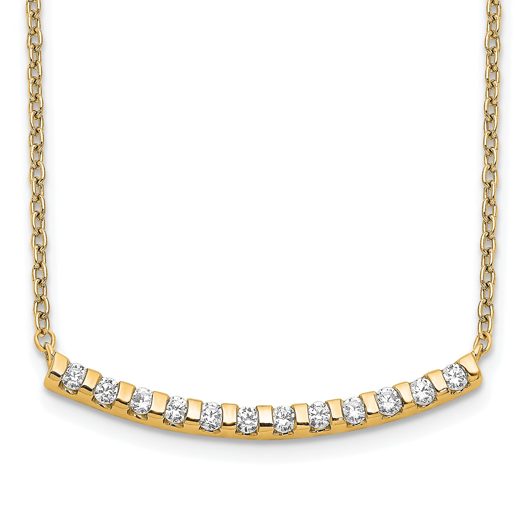 14k 1/4 carat Lab Grown Diamond VS/SI+ G+ Complete 18 inch Curved Bar Necklace Main image