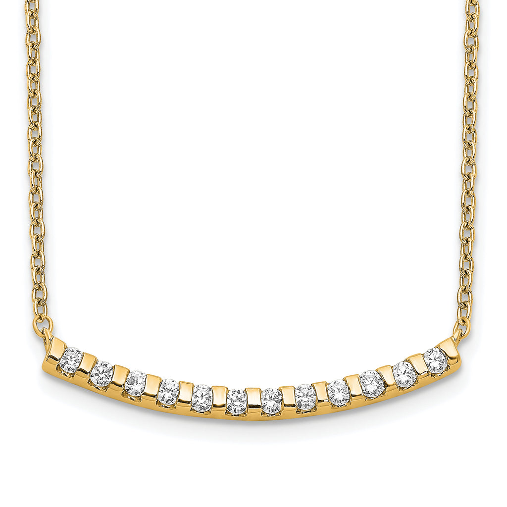 14k 1/4 carat Lab Grown Diamond VS/SI+ G+ Complete 18 inch Curved Bar Necklace