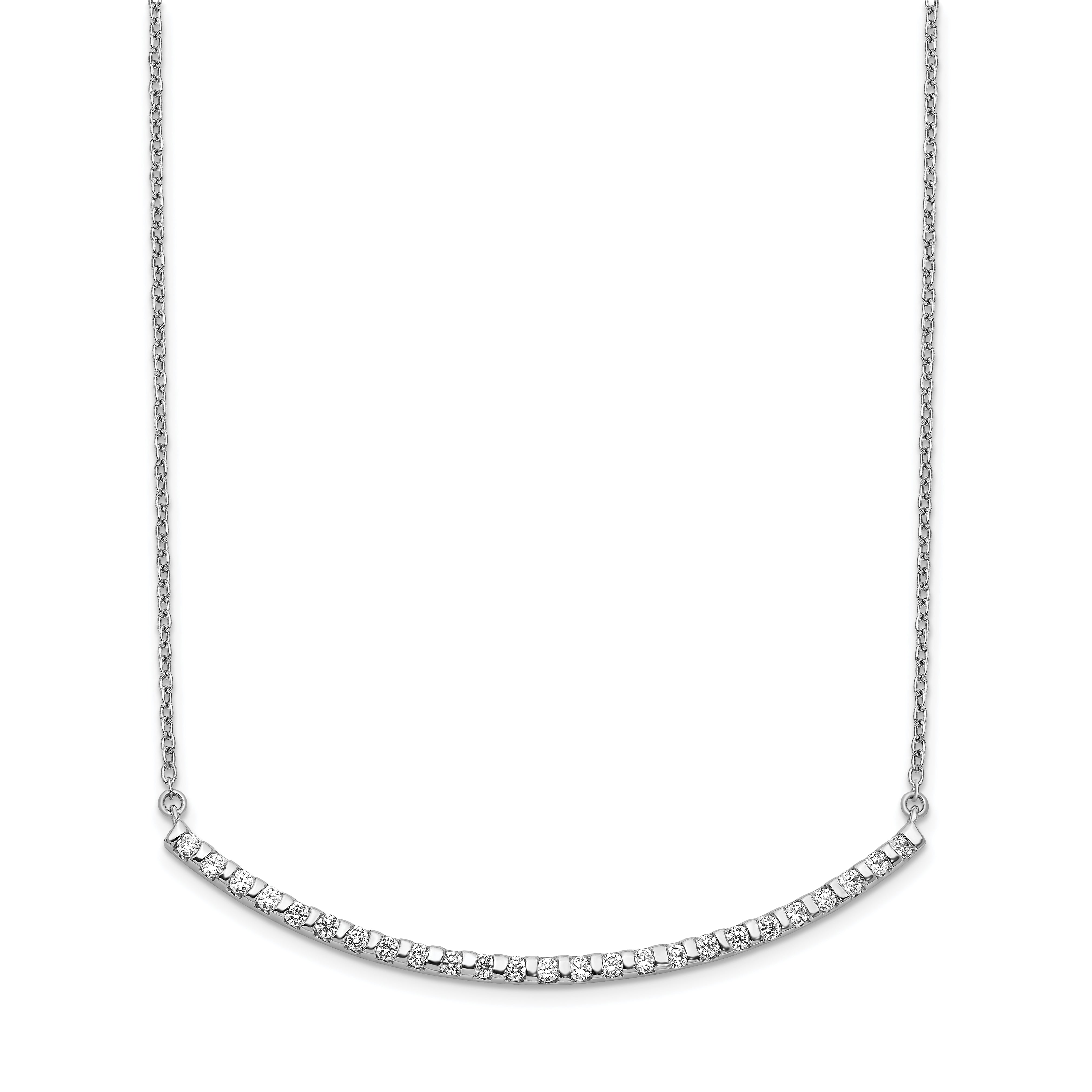14k White Gold 1/2 carat Lab Grown Diamond VS/SI+ G+ Complete 18 inch Curved Bar Necklace