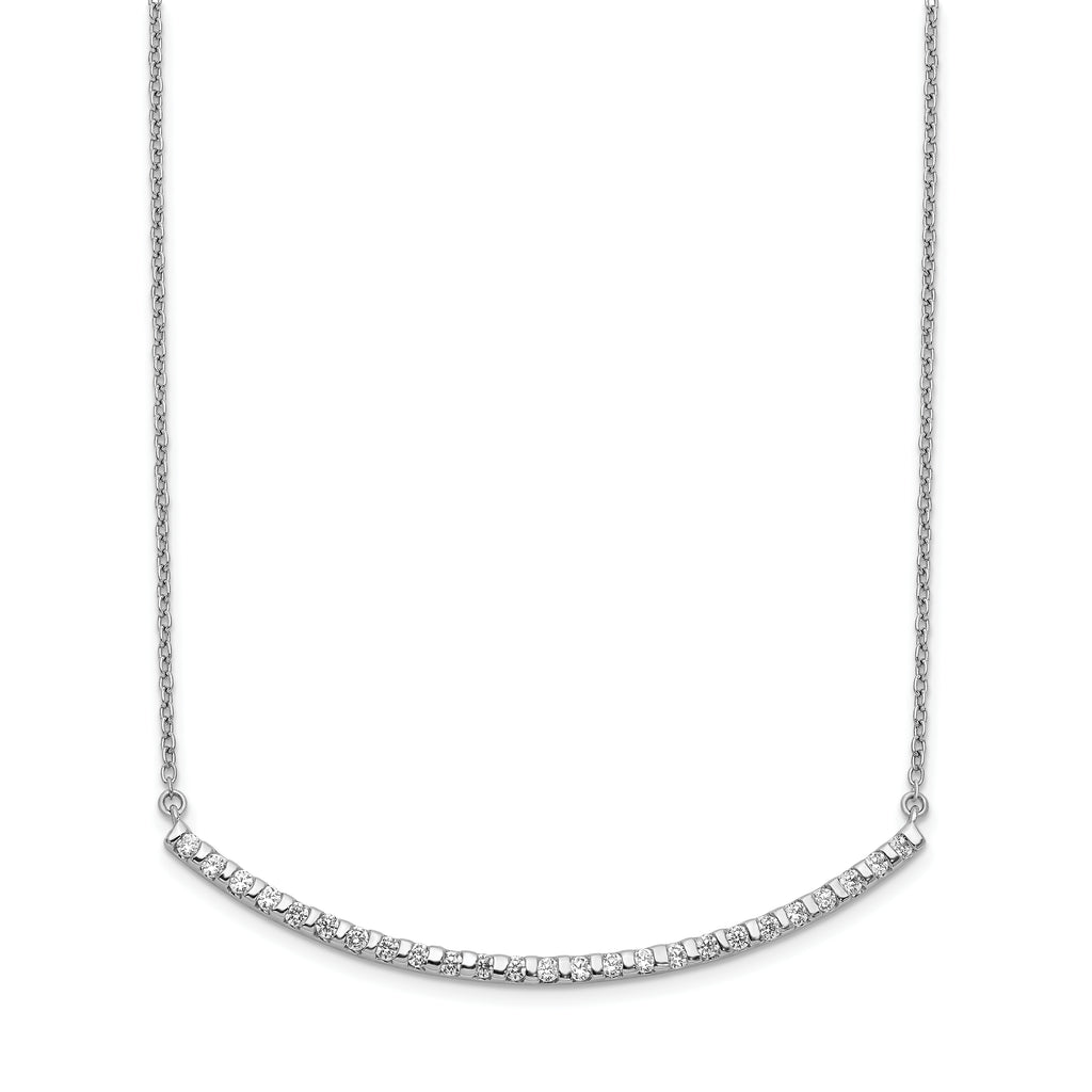 14k White Gold 1/2 carat Lab Grown Diamond VS/SI+ G+ Complete 18 inch Curved Bar Necklace