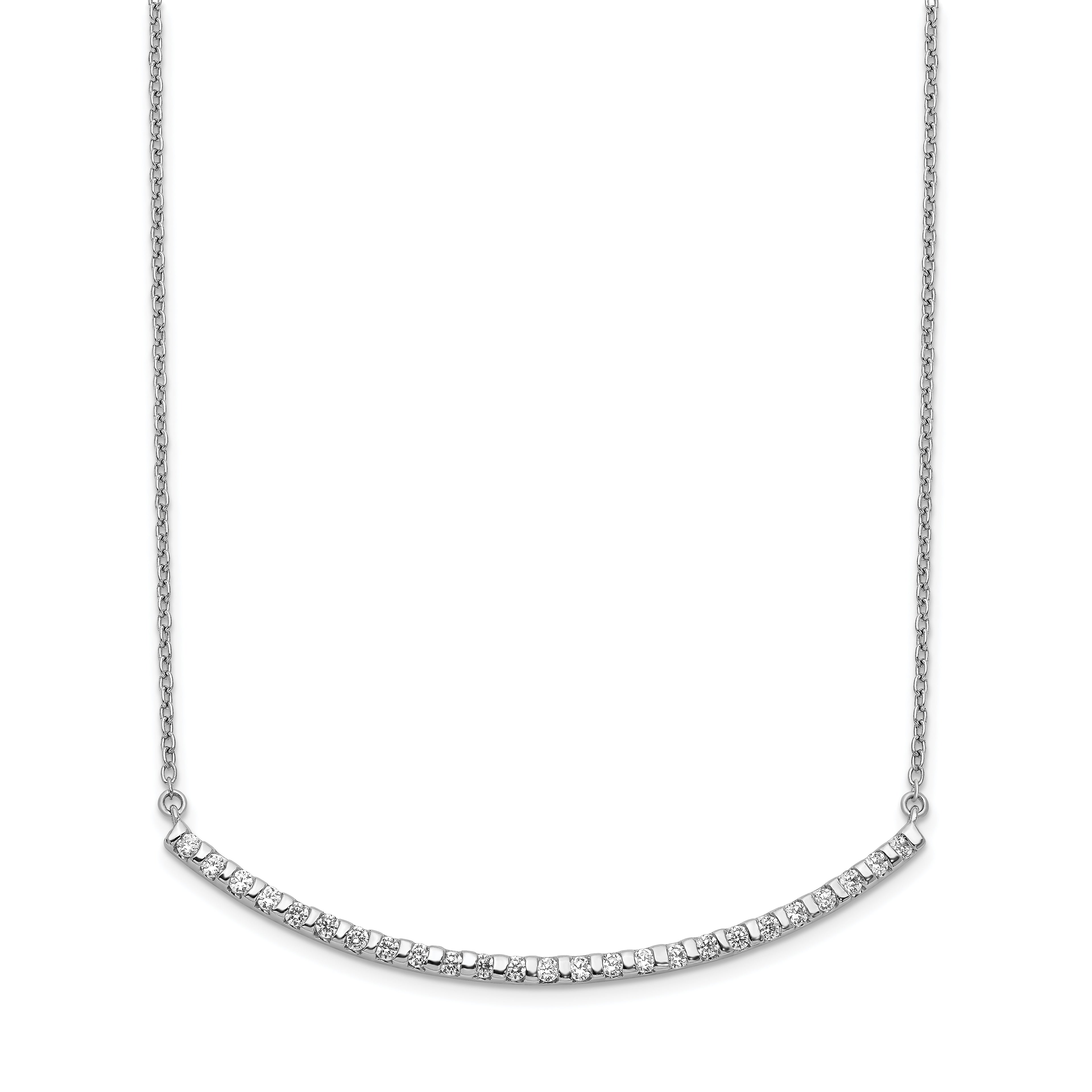 14k White Gold 1/2 carat Lab Grown Diamond VS/SI+ G+ Complete 18 inch Curved Bar Necklace