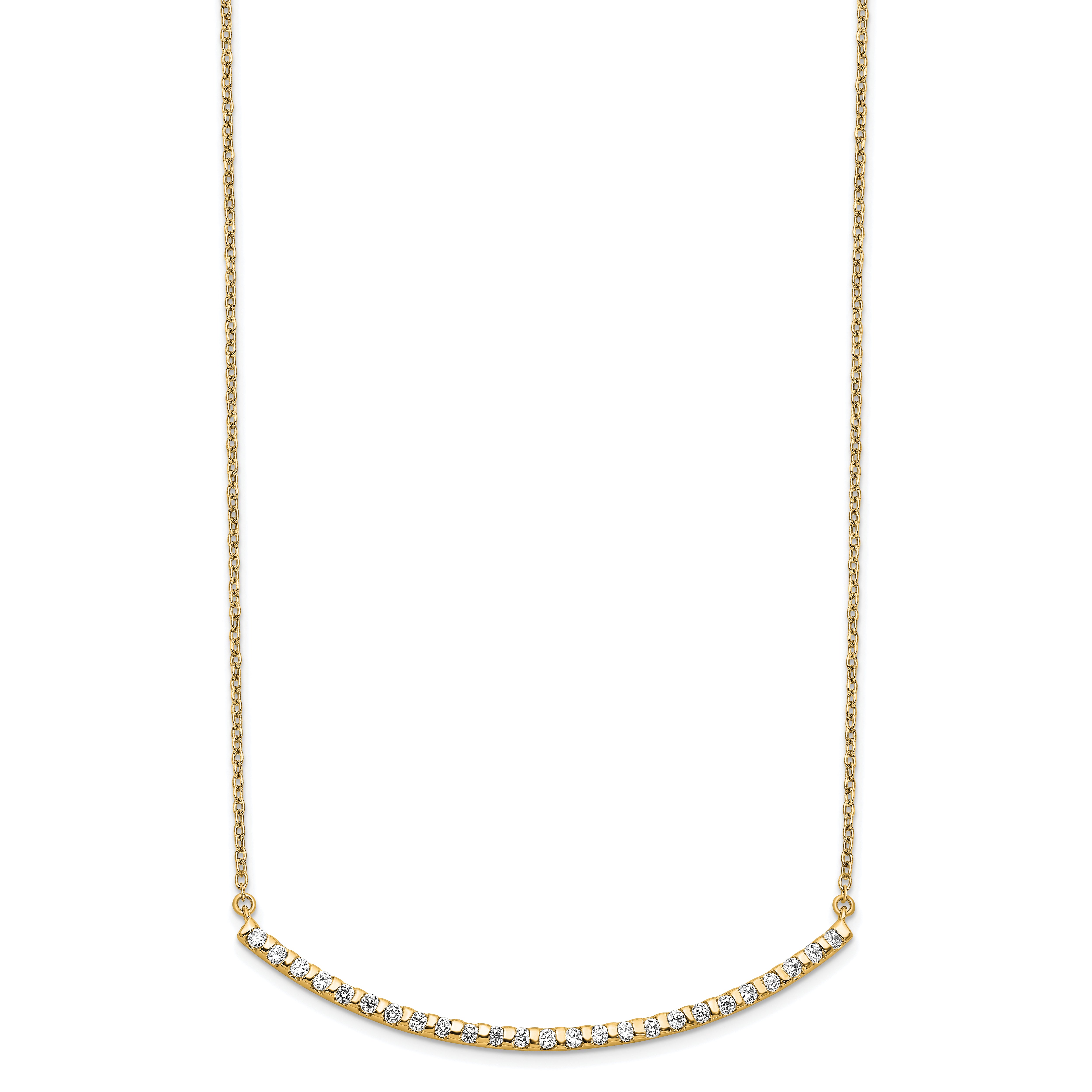 14k 1/2 carat Lab Grown Diamond VS/SI+ G+ Complete 18 inch Curved Bar Necklace