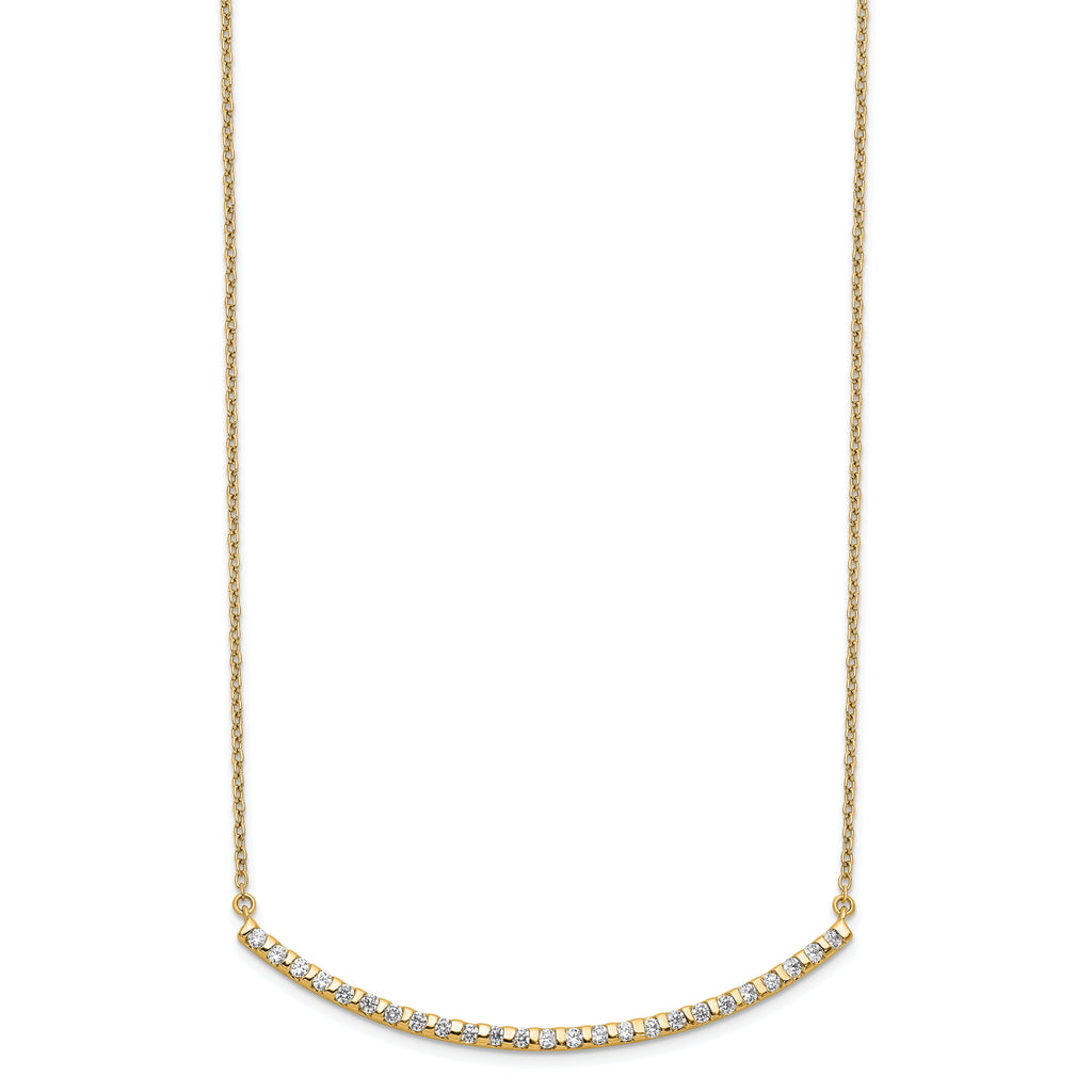 14k 1/2 carat Lab Grown Diamond VS/SI+ G+ Complete 18 inch Curved Bar Necklace