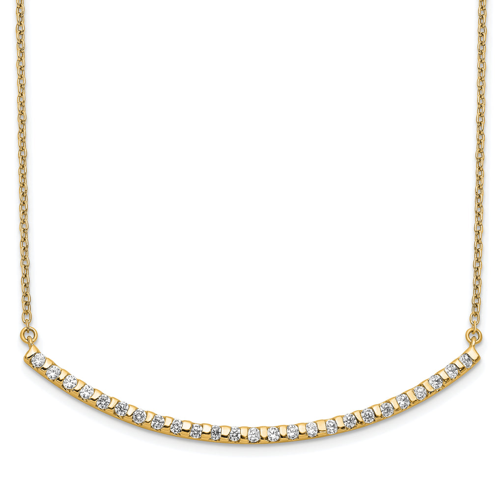 14k 1/2 carat Lab Grown Diamond VS/SI+ G+ Complete 18 inch Curved Bar Necklace