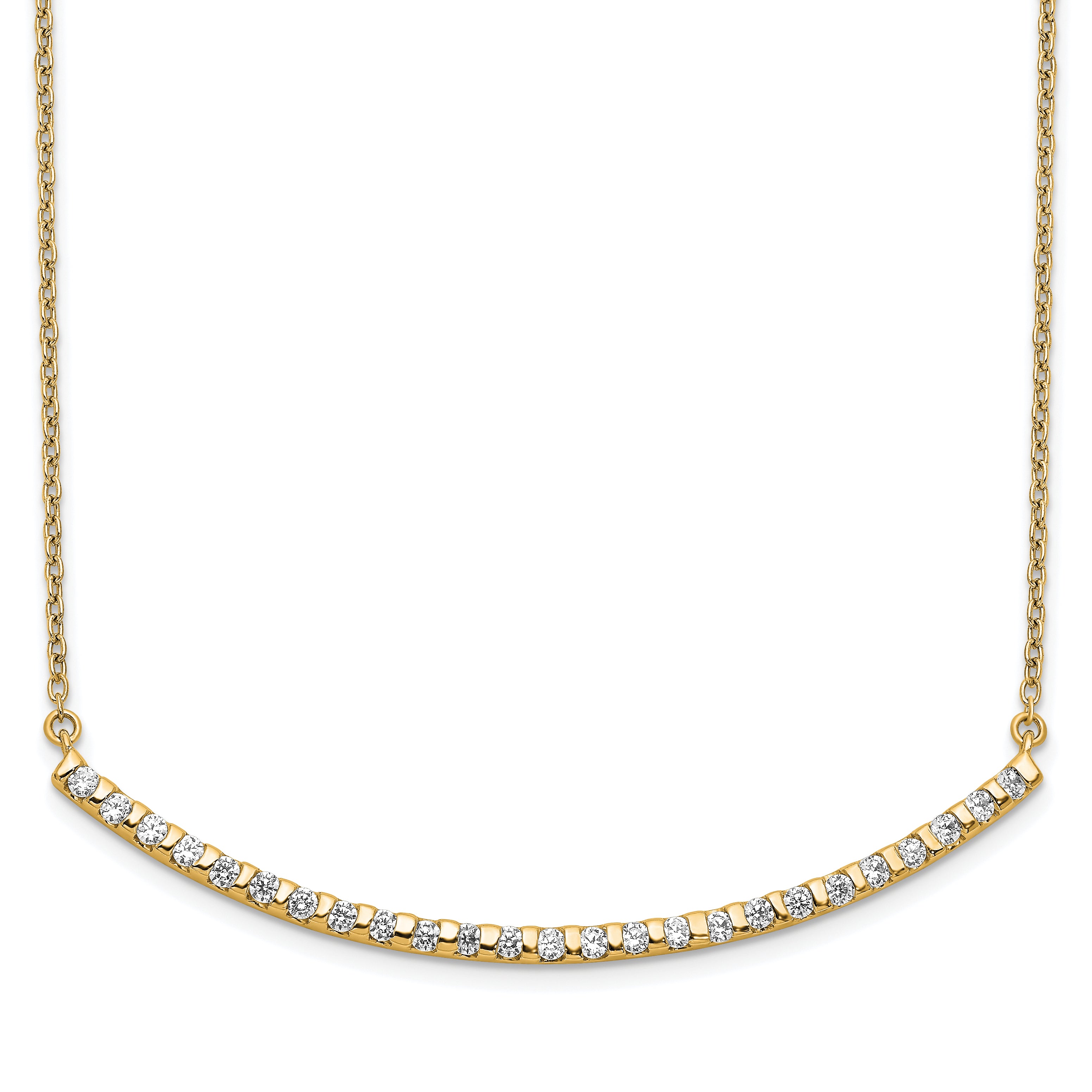 14k 1/2 carat Lab Grown Diamond VS/SI+ G+ Complete 18 inch Curved Bar Necklace