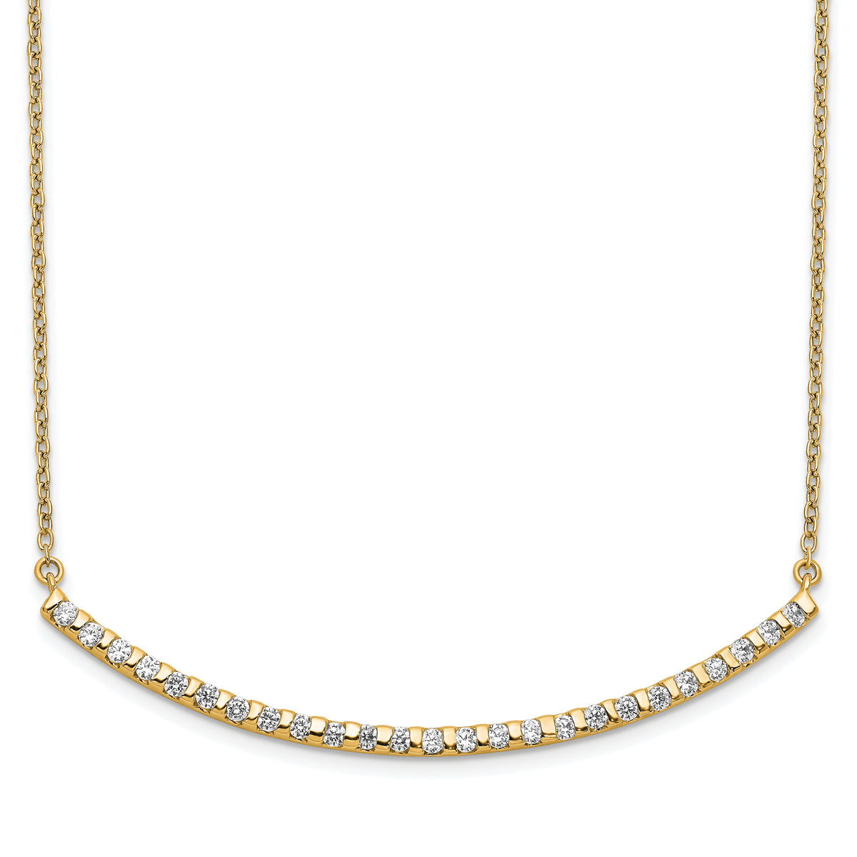 14k 1/2 carat Lab Grown Diamond VS/SI+ G+ Complete 18 inch Curved Bar Necklace