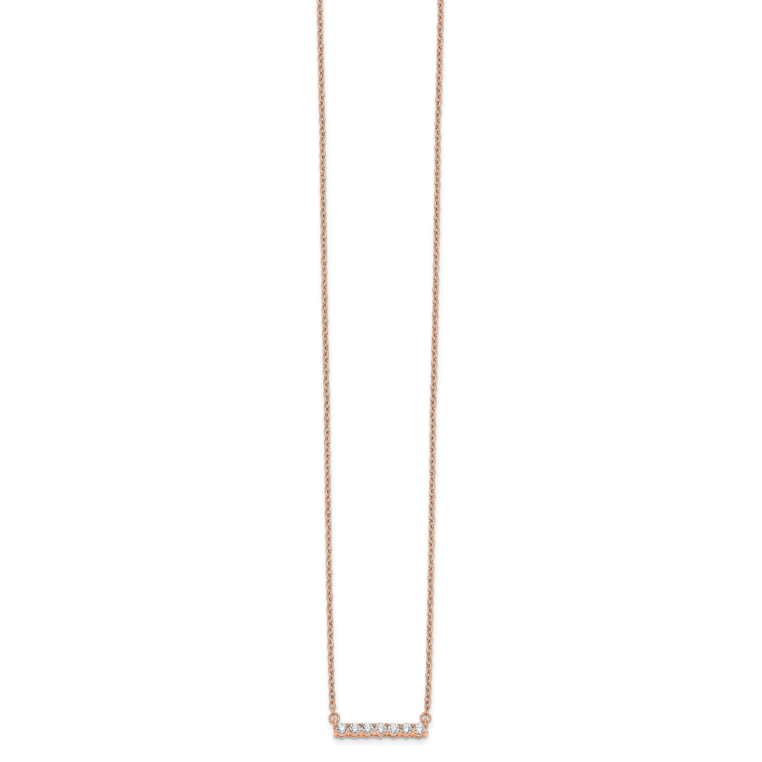 14k Rose Gold 1/4 carat Lab Grown Diamond VS/SI+ G+ Complete 18 inch Bar Necklace